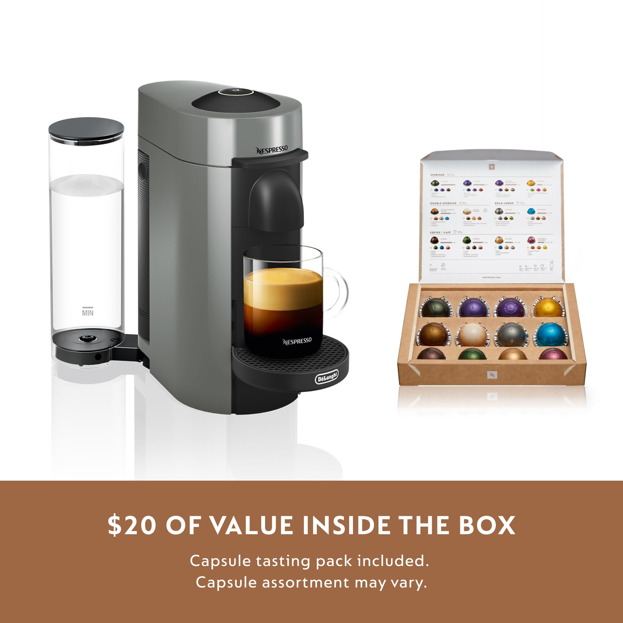 De'Longhi Nespresso Vertuo Plus Coffee & Espresso Machine with Aeroccino Milk Frother, Grey - Perfect for Home Brewing, Office Use & Entertaining Guests