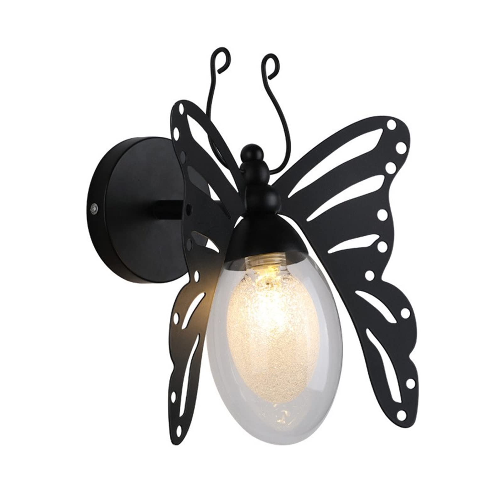 Modern LED Wall Lamp - Wrought Iron Butterfly Design, Black/Warm White (2700-3500K) - Bedroom, Study, Corridor, Cafe Indoor Lighting - Romantic Ambiance & Decorative Home Lighting