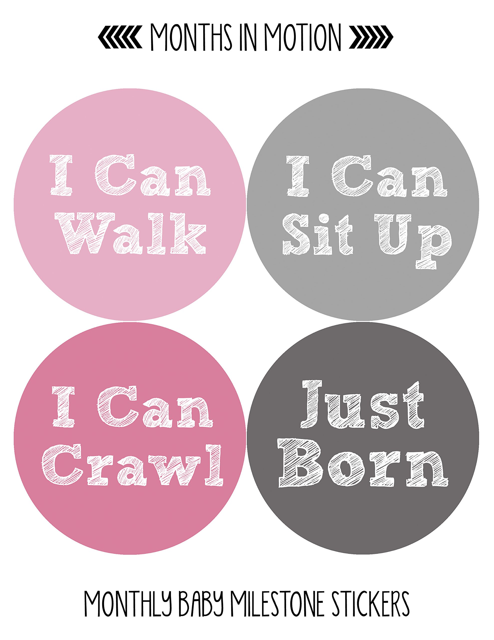 Baby Monthly Milestone Stickers Set of 20 - Newborn Girl Growth Tracking Stickers - Cute Monthly Photo Markers for Baby's First Year - Perfect for Baby Albums, Scrapbooking & Monthly Photo Shoots
