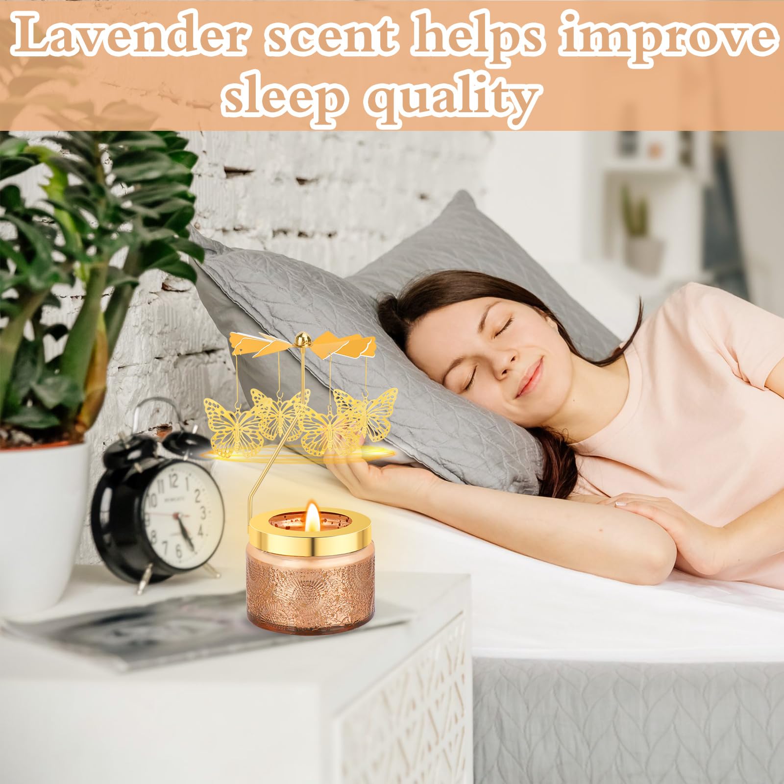 Rotating Lavender Scented Candle Gift Set for Women - Unique Birthday Candles with Gift Box, Anniversary, Halloween & Christmas Present Ideas - Perfect for Home Decor, Relaxation & Romantic Gifts