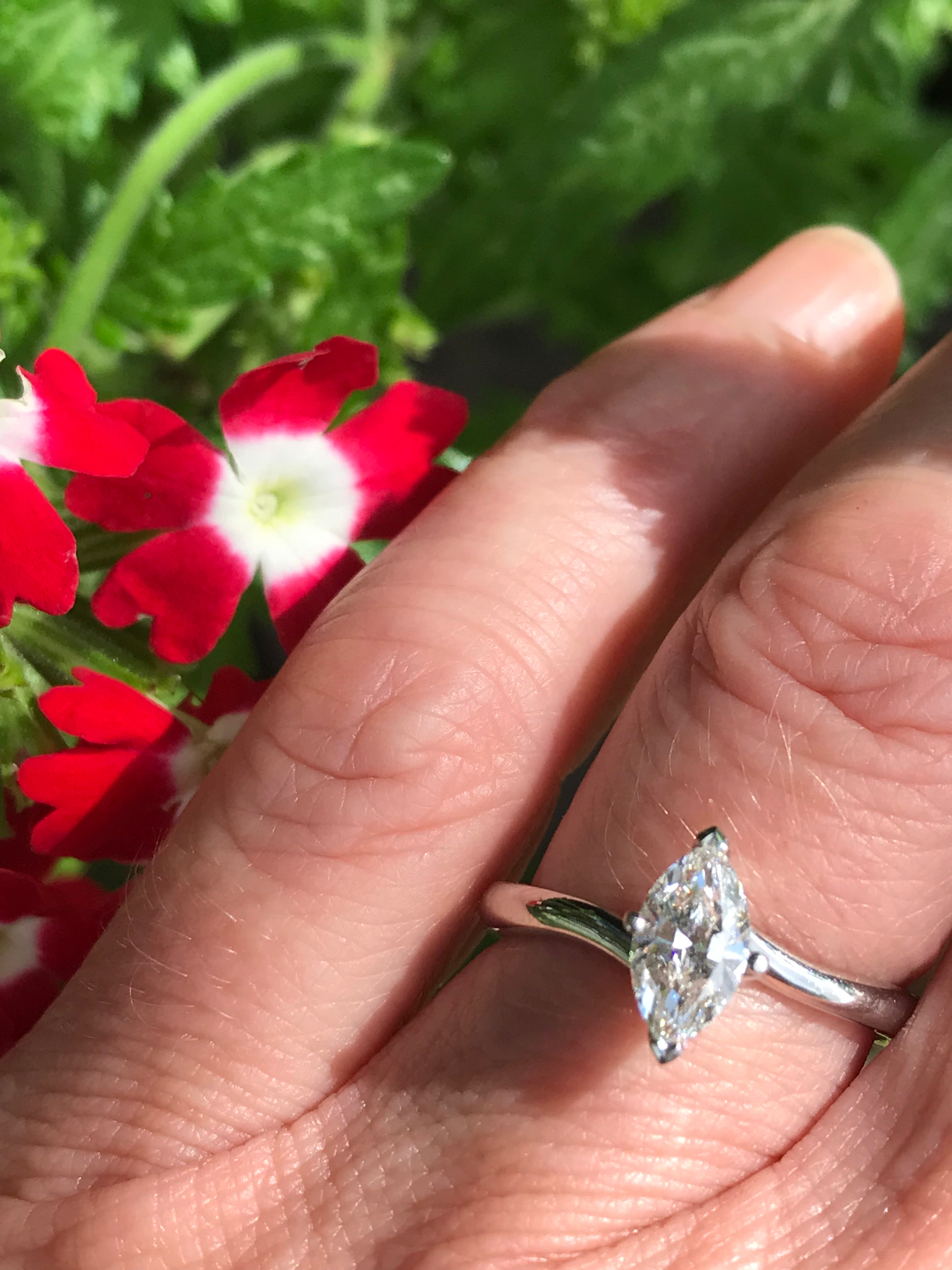 0.70ct Platinum Marquise Certified Natural Diamond Ring for Engagement, Wedding & Anniversary Gifts - GIA Certified Diamond Jewelry