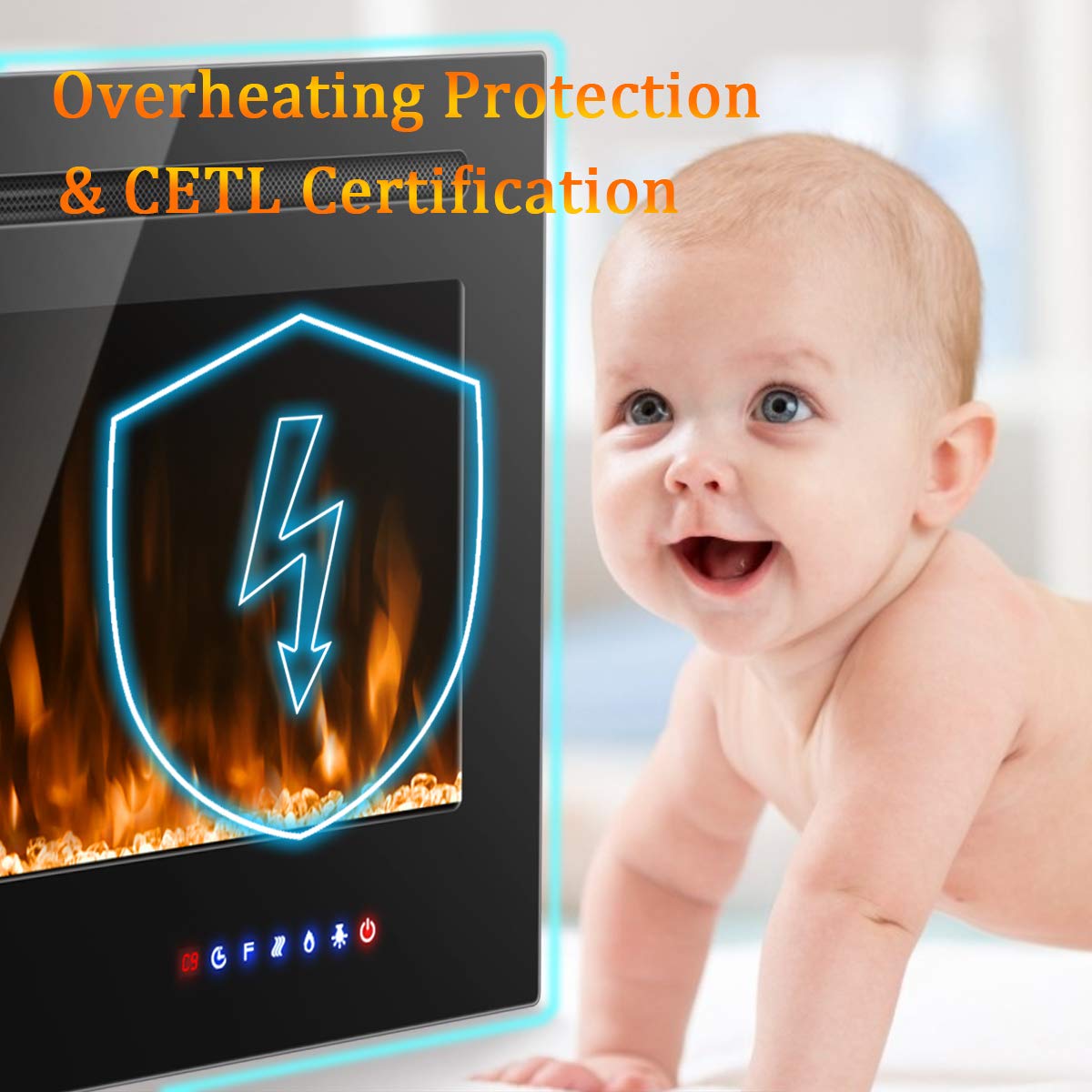 COSTWAY 36-Inch Electric Fireplace Insert - 750W/1500W Recessed Wall Mount Fireplace with Remote Control, 9 Flame Colors & 5 Brightness Settings, 8-Hour Timer - Indoor Fireplace Heater for Living Room, Bedroom & Office