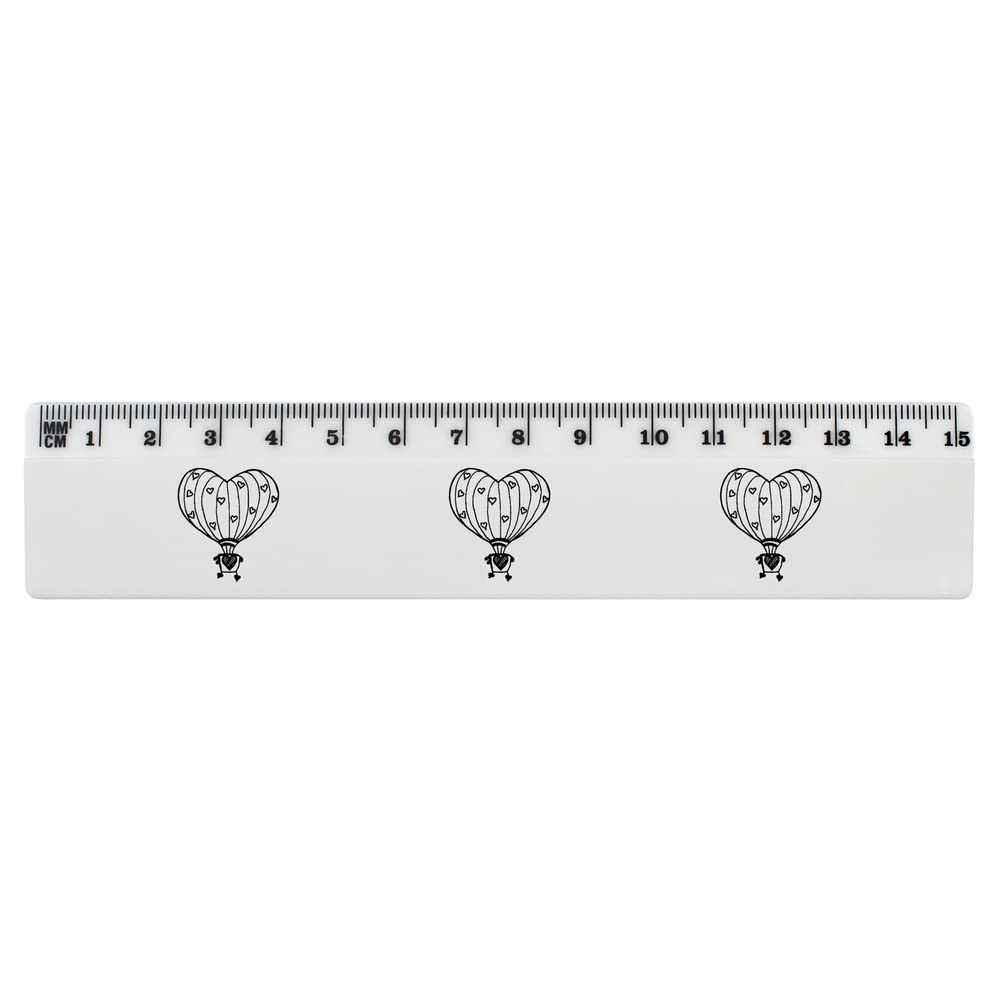 Azeeda Heart Hot Air Balloon 6-Inch White Plastic Ruler - School Supplies, Office Stationery & Craft Measuring Tool (RL00066821) | Perfect for Students, Artists & DIY Projects