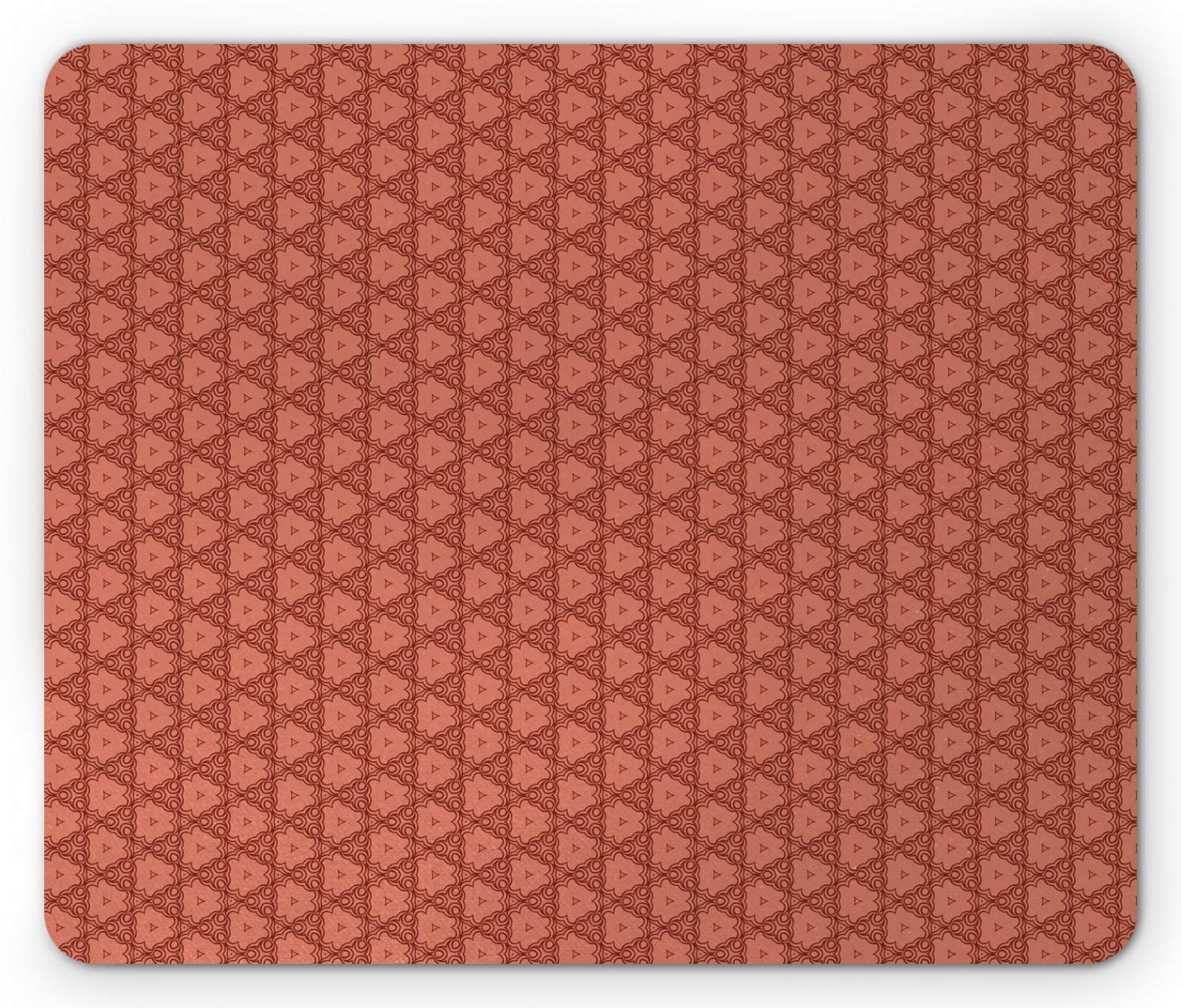 Ambesonne Abstract Mouse Pad - Non-Slip Rubber Base with Antique Ornamental Pattern in Dark & Pale Rust | Standard Size Rectangle Desk Mat for Office, Gaming & Home Computer Use