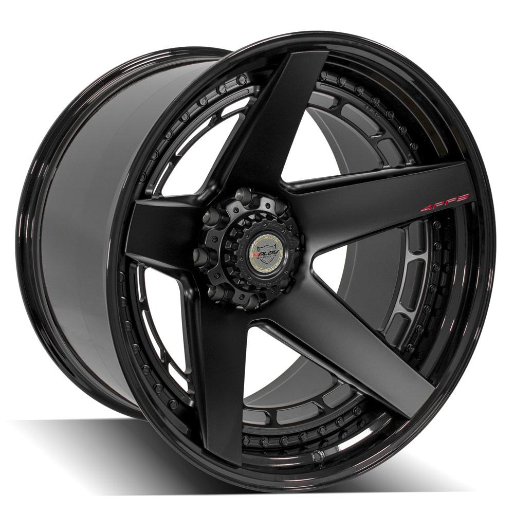 4Play Forged Series 4PF5 Matte Black with Gloss Black Barrel 24x14.0 Wheels 8x180mm Bolt Pattern 124.1mm Hub - Perfect for Off-Road Trucks & SUVs