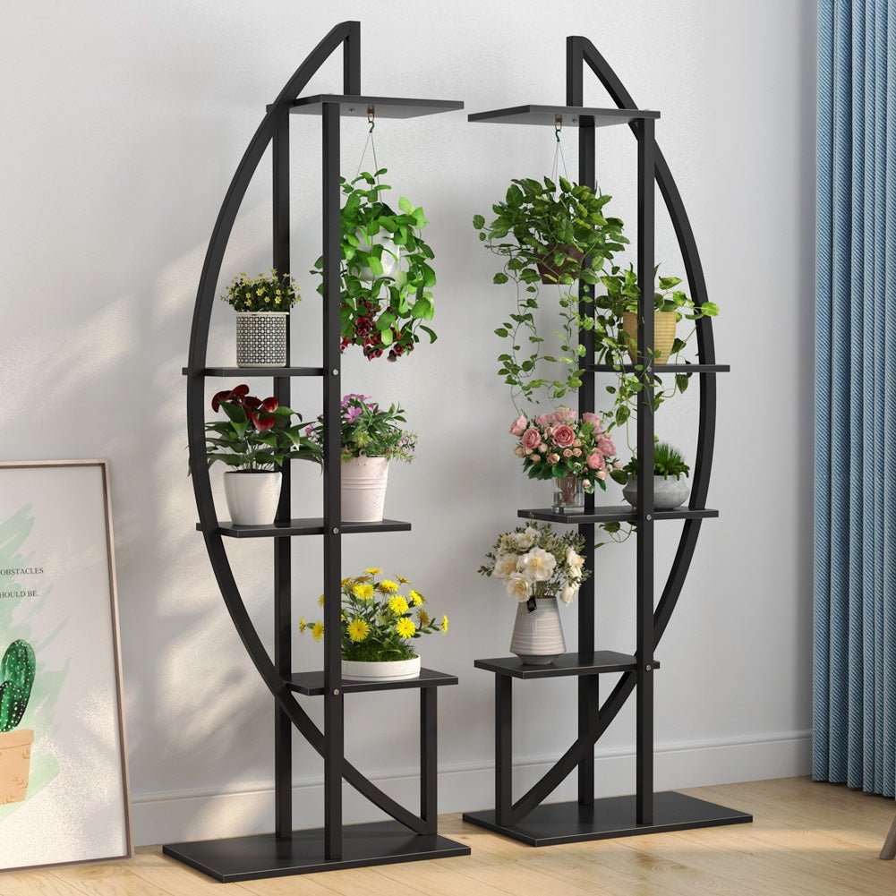 5 Tier Plant Stand Pack of 2 - Sturdy Multi-Layer Bonsai Flower Rack for Indoor/Outdoor Plants - Perfect for Balcony, Garden, and Home Decor