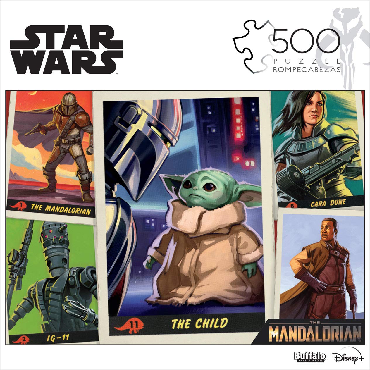 Star Wars The Mandalorian 500-Piece Jigsaw Puzzle - Buffalo Games Trading Card Collection - Perfect for Family Game Night & Star Wars Fans Gift