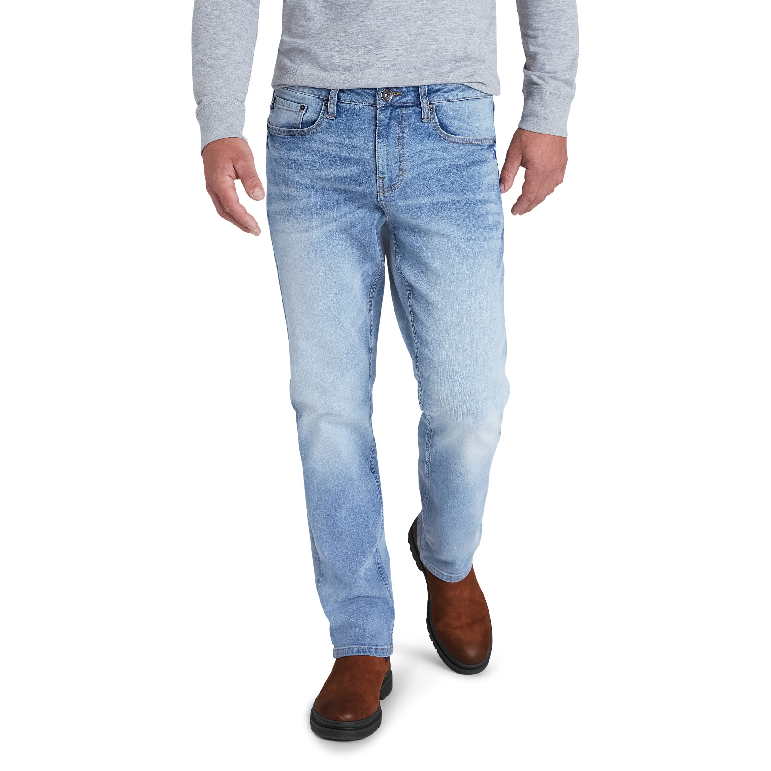 Chaps Men's Straight Leg Comfort Stretch Denim Jeans - Slim Fit Casual Pants for Everyday Wear & Office Style