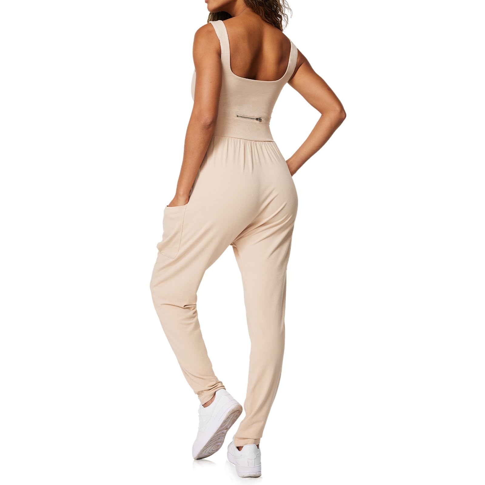 Women's Casual Summer Jumpsuit - Sleeveless Loose Romper with Pockets | Yoga Harem Overalls for Outdoor Activities, Beach Wear & Lounge Comfort