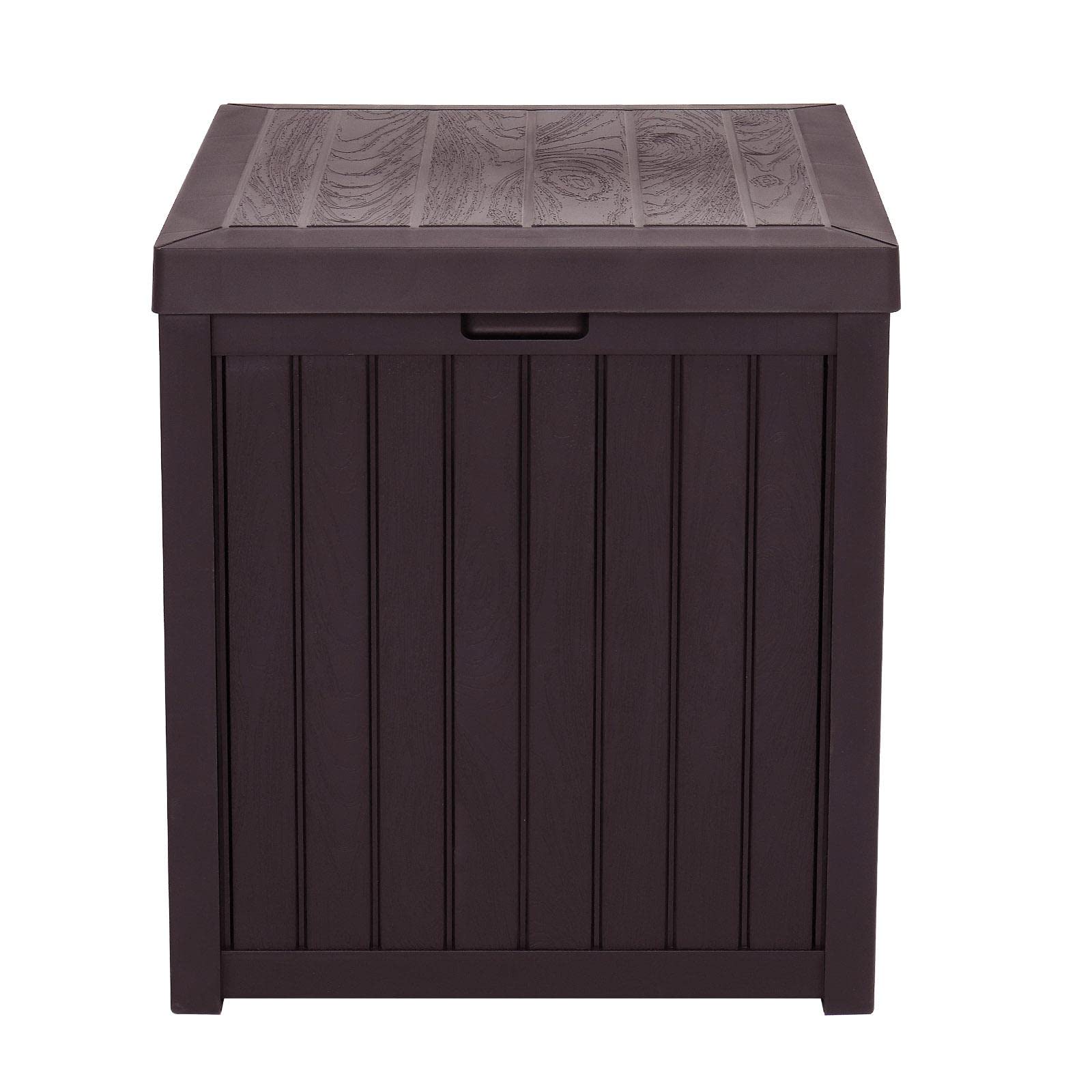 LALAHO 51 Gallon (195 Liter) Outdoor Plastic Storage Deck Box - Waterproof Garden Chest for Tools, Cushions, Toys & Seat - Perfect for Patio, Backyard & Poolside Storage (Brown)