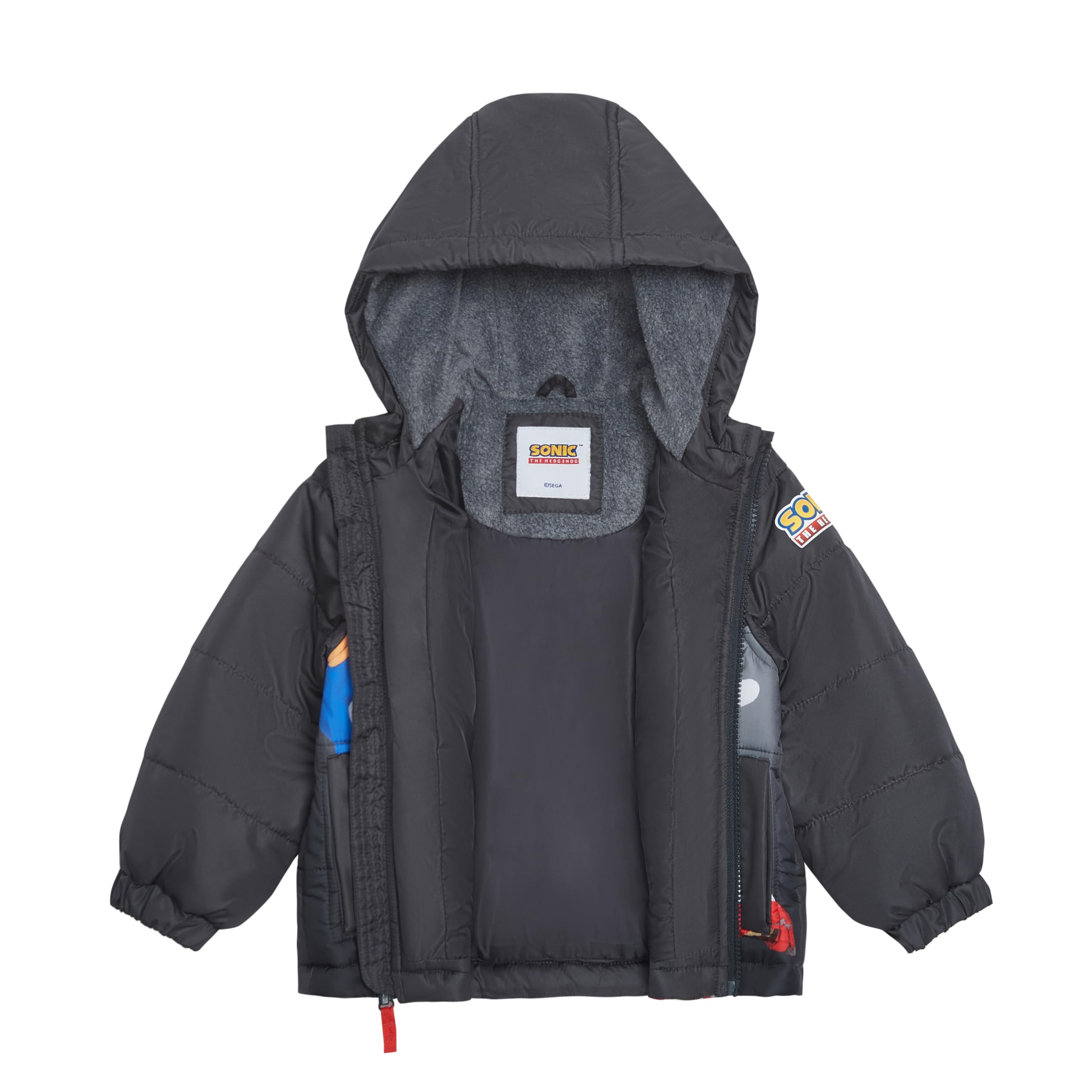 Sonic the Hedgehog Boys' Heavyweight Puffer Hooded Bubble Jacket - Warm Winter Coat for Kids - Perfect for Snow Play, Outdoor Activities & Cold Weather Adventures