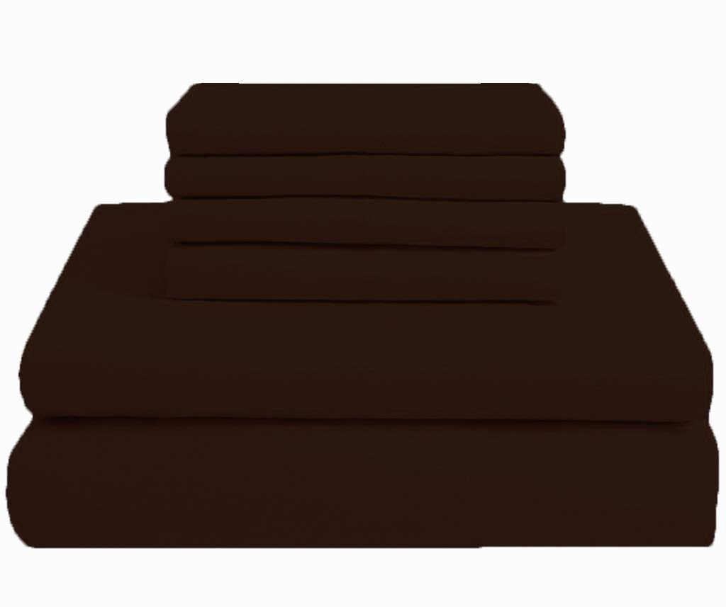 Luxury 6-Piece King Size Bed Sheet Set - 100% Egyptian Cotton, Hotel Quality (1 Flat Sheet, 1 Fitted Sheet with 13