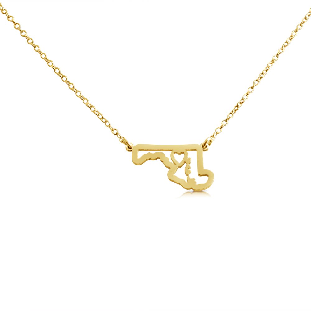 Belcho USA 925 Sterling Silver Maryland State Necklace - 'Home is Where The Heart is' Charm Pendant for Women - Perfect for State Pride, Gifts & Everyday Wear