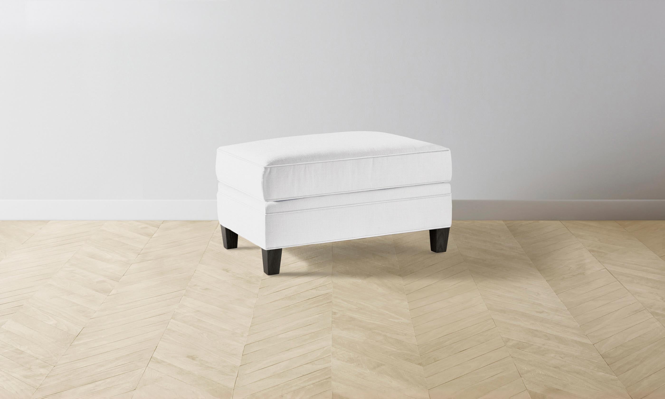 Carmine Ottoman - Performance Linen Weave Pure White Footstool | Modern Living Room Accent Furniture for Home Decor & Relaxation