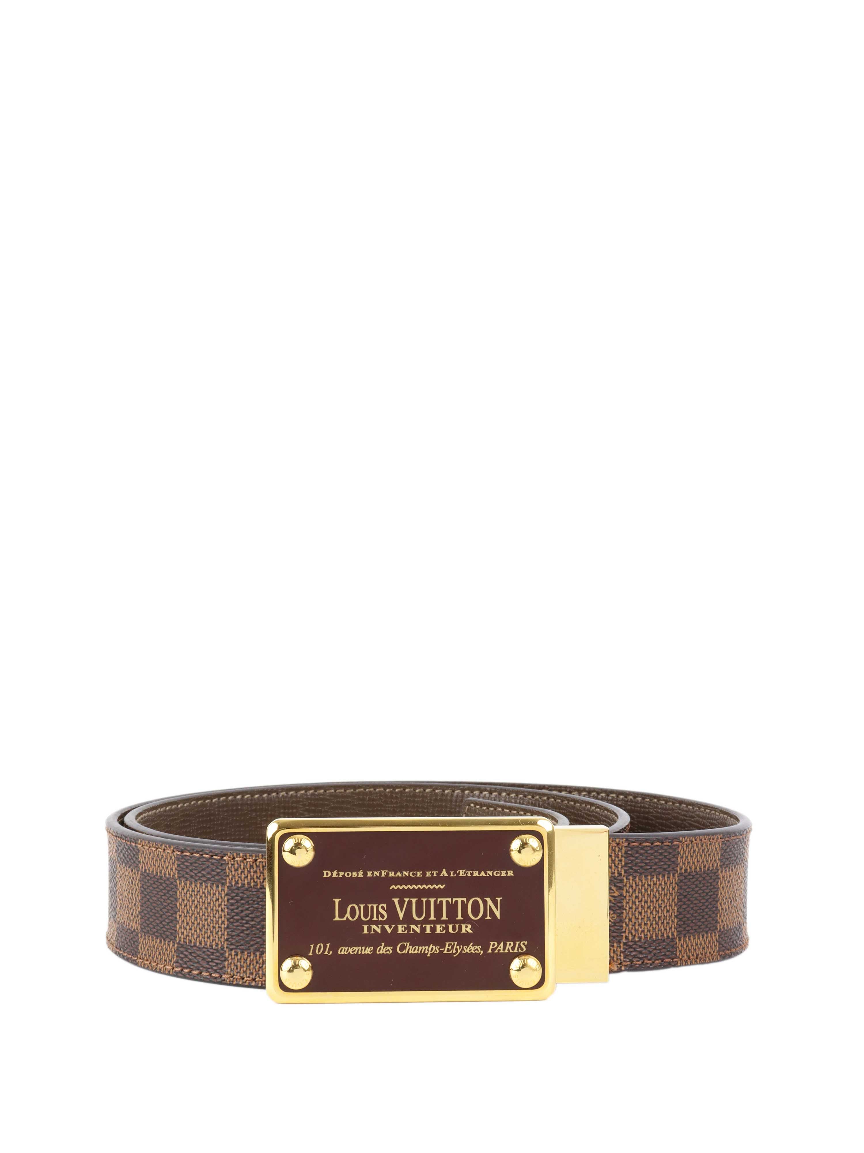 Louis Vuitton Damier Ebene Inventeur Belt for Men | Genuine Leather Dress Belt | Formal & Casual Wear | Perfect for Business, Office & Special Occasions