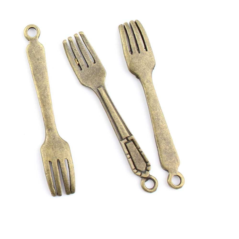 Wholesale Jewelry Making Charms - Fork and Spoon Pendants for DIY Crafting, Repair Supplies - Perfect for Necklaces, Bracelets, and Keychains