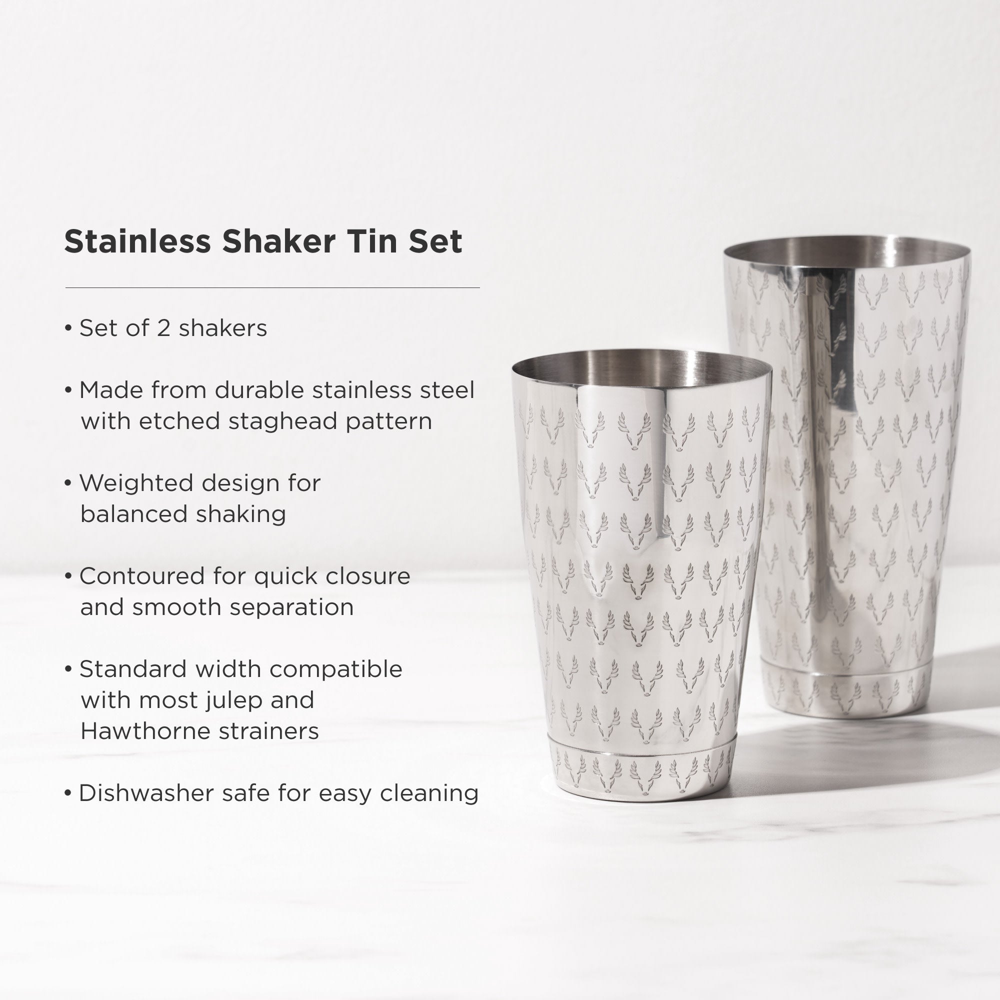 Premium Stainless Steel Cocktail Shaker Set - Bar Mixing Tins for Professional Bartenders & Home Use - Perfect for Margaritas, Martinis & Whiskey Sours