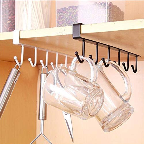 MVM Enterprise Under Shelf Organizer - Heavy Duty Cabinet Hook Hanger for Mugs, Cups, Pots & Pans - Space Saving Kitchen Storage Solution - Perfect for Small Kitchens, RVs & Dorm Rooms