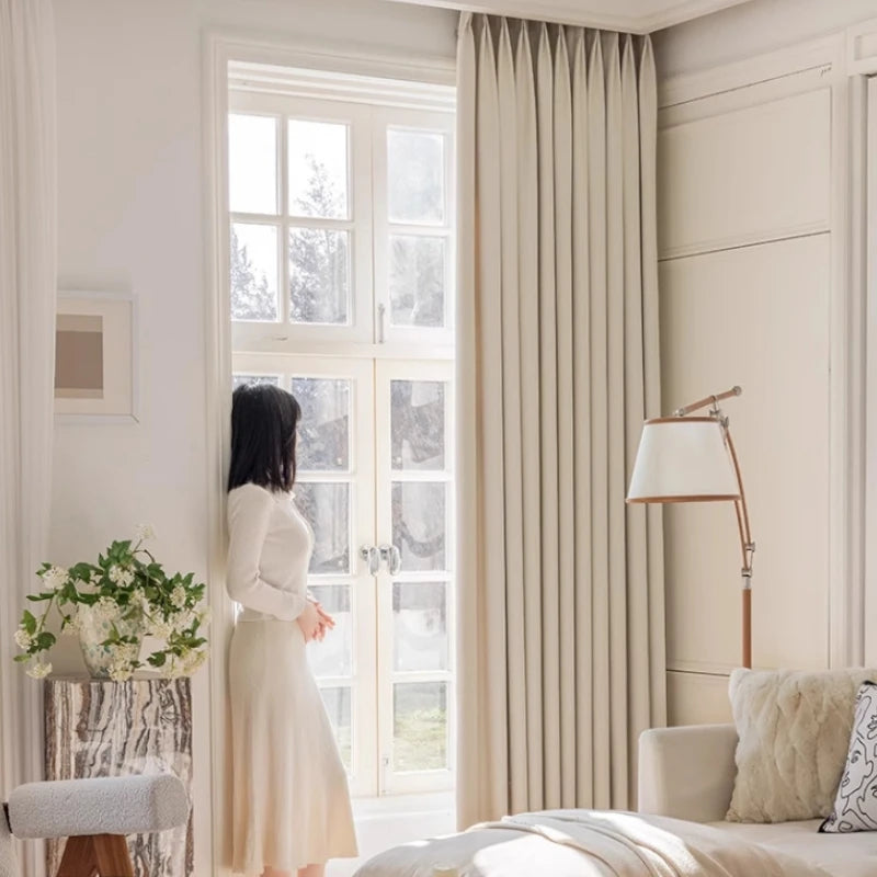 Amalia Cotton Linen Japandi Textured Room Darkening Curtains - Blackout Window Drapes for Bedroom, Living Room & Nursery - Noise Reducing & Light Blocking Home Decor