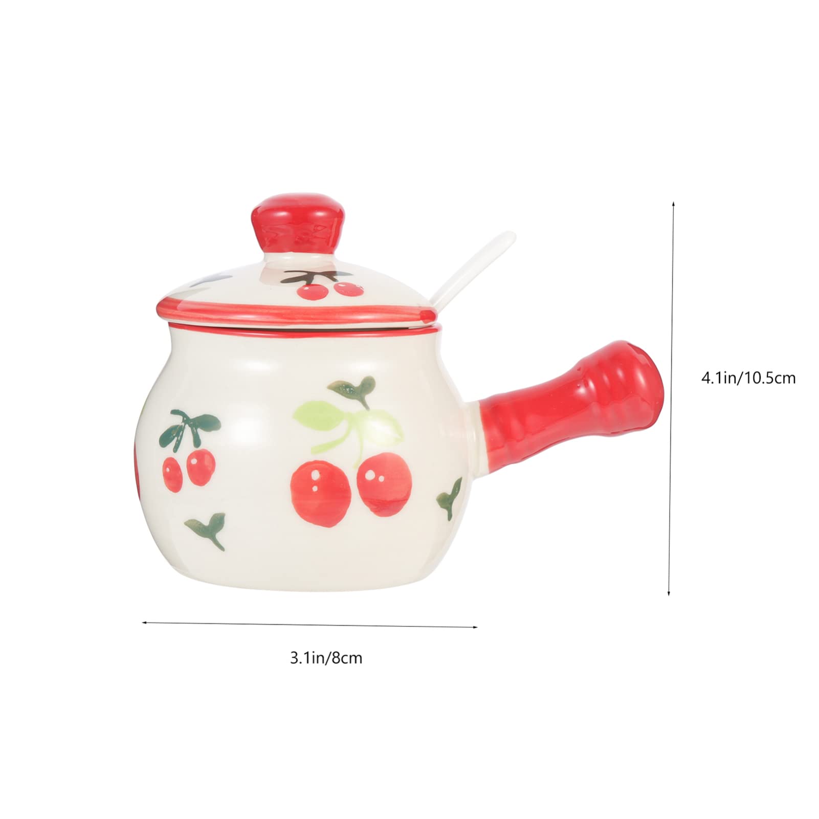 Premium Ceramic Seasoning Jar with Lid - Airtight Salt & Sugar Storage Container for Kitchen, Home, Dining - Portable Spice Dispenser with Handle, Elegant Red - Perfect for Cooking, Baking & Tabletop Organization