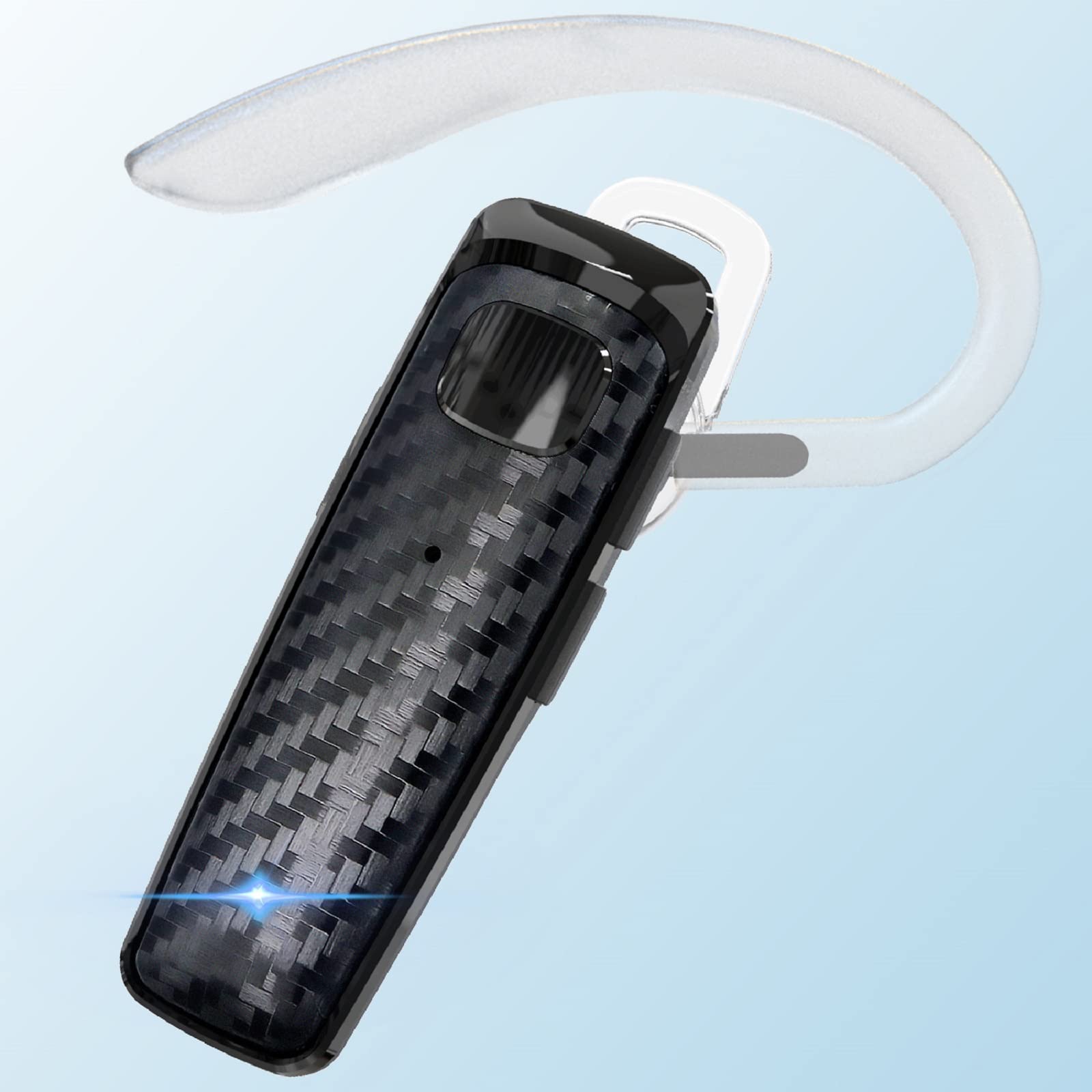 Wireless Bluetooth Headset with CVC 8.0 Noise Cancellation - 16 Hours Talk Time, Single Ear Hands-Free Headphone for Office, Workout & Driving - Compatible with iPhone & Android Phones - Perfect for Business Calls, Gym Sessions and Safe Driving