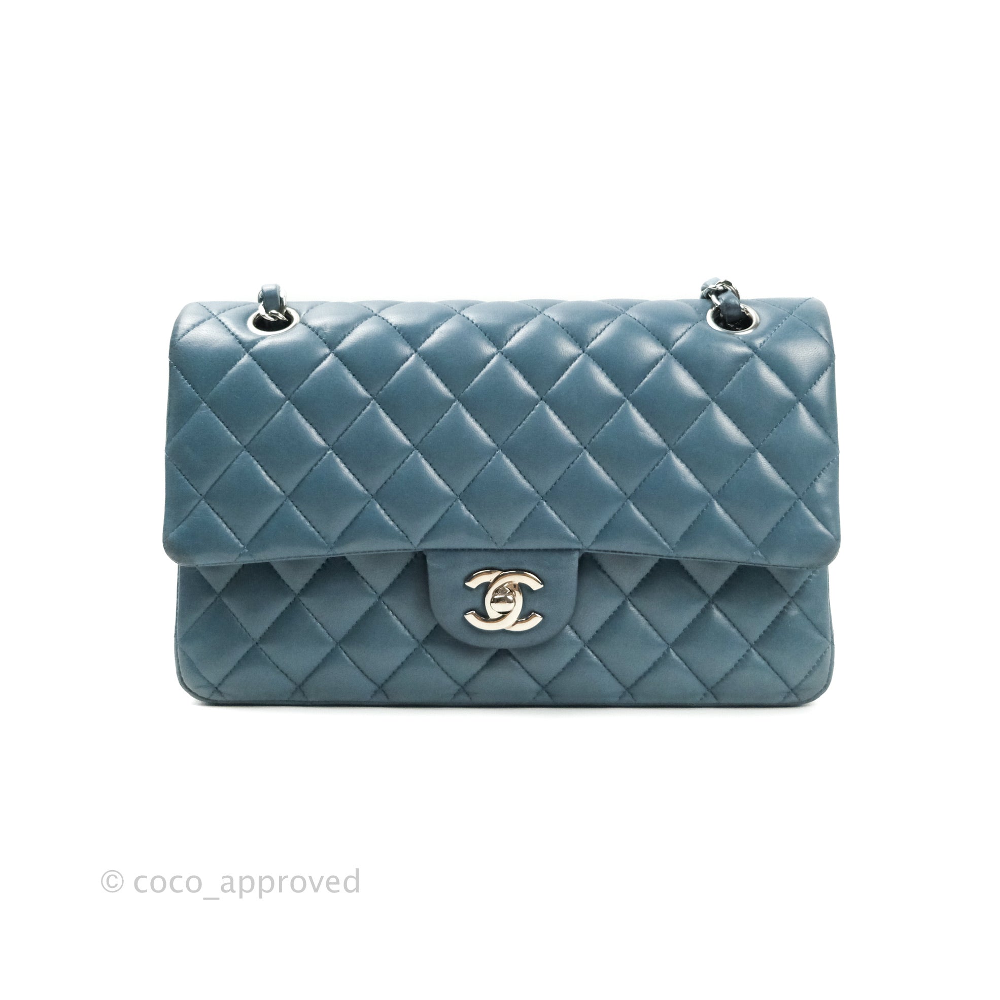 Chanel Classic Medium Double Flap Bag in Blue with Silver Hardware - Luxury Designer Handbag for Women, Perfect for Evening Events & Special Occasions