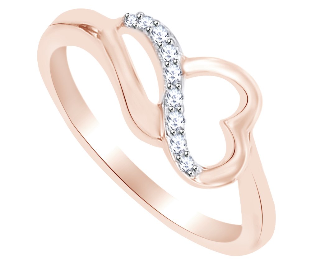 AFFY 925 Sterling Silver Round Cut White Natural Diamond Heart Stackable Promise Ring (0.08 cttw) - Perfect for Anniversaries, Engagements & Everyday Wear