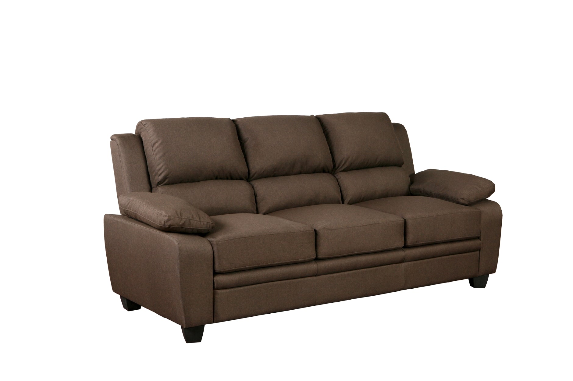 Luxury Brown Fabric Sofa Set with High Back & Arm Pillows - Modern Living Room Furniture for Home Decor & Relaxation