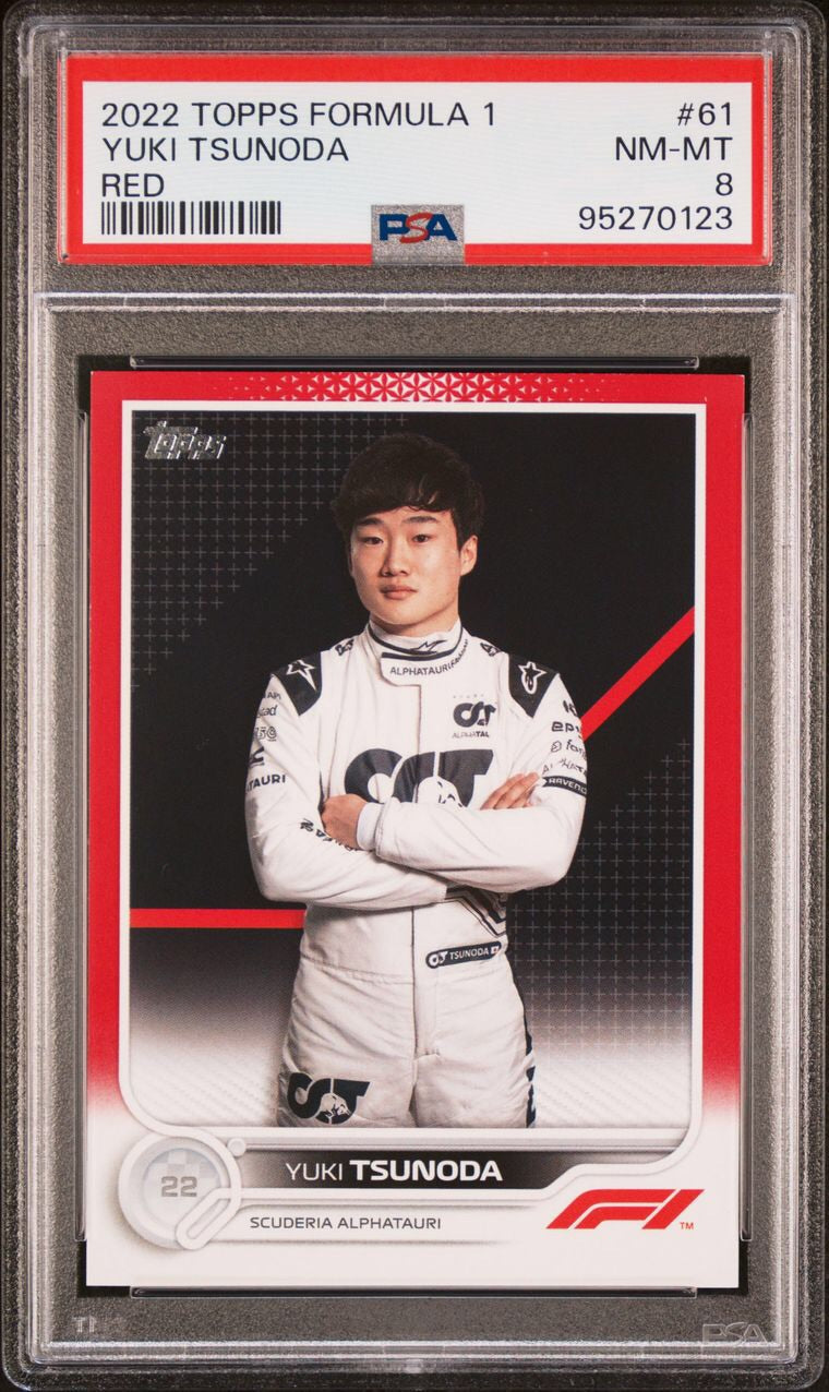 2022 Topps Formula 1 Yuki Tsunoda #61 Red Rookie Card PSA 8 (POP 1) - Perfect for F1 Collectors & Racing Memorabilia Enthusiasts