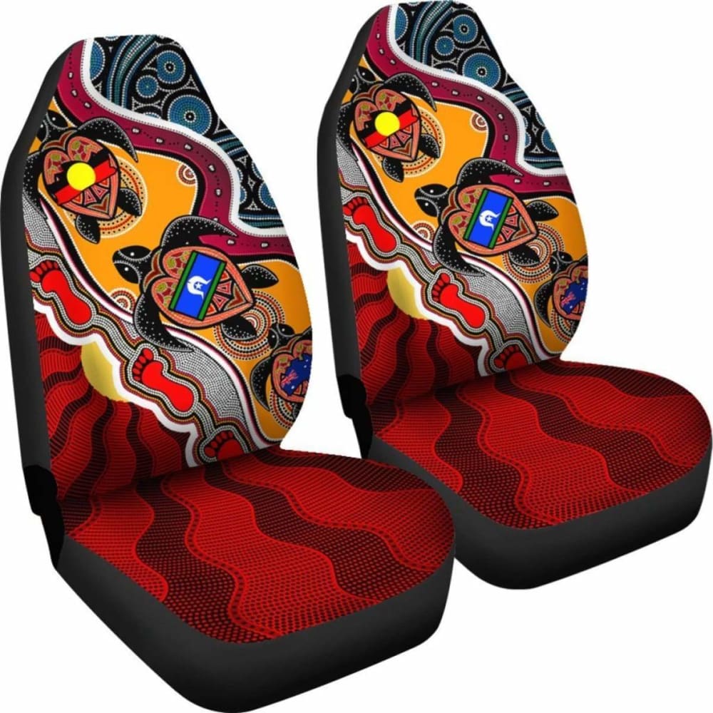 Premium Australian Aboriginal Dot Car Seat Covers with Turtle & NAIDOC Flags Design - Durable & Stylish Protection for Cars, SUVs & Trucks - Perfect for Road Trips, Daily Commutes & Cultural Pride Display
