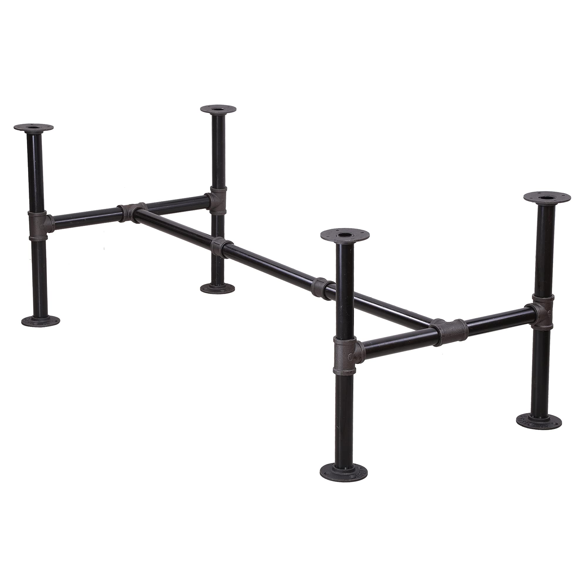 16 Inch Industrial Pipe Table Legs Set - Dark Grey Rough Iron Pipe Base for Coffee Tables, Desks, Nightstands - Vintage & Mid-Century Modern Style - Perfect for Home Office, Living Room, and Cafe Decor