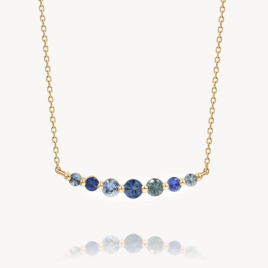 Floating Montana Sapphire Necklace - Genuine Blue Gemstone Jewelry for Women - Perfect for Weddings, Anniversaries & Special Occasions