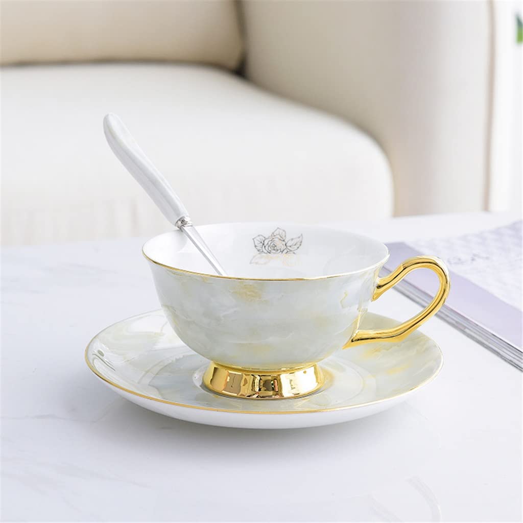 Premium Marble Bone China Coffee & Tea Set - Elegant Ceramic Coffee Mug & Teapot for Home, Office, and Gifts | Durable Household Drinkware for Hot & Cold Beverages