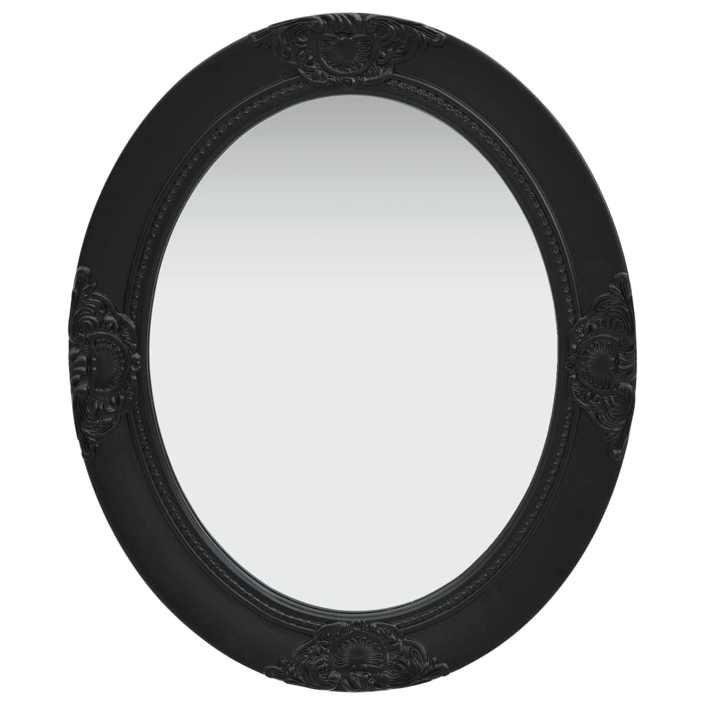 Baroque Style Wooden Frame Oval Wall Mirror - 19.7