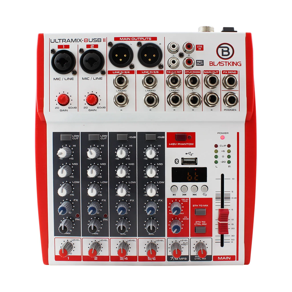 Blastking 8 Channel Analog Stereo Mixing Console - ULTRAMIX 8USBII Professional Audio Mixer for DJs, Live Sound & Studio Recording | USB Connectivity & Premium Sound Quality