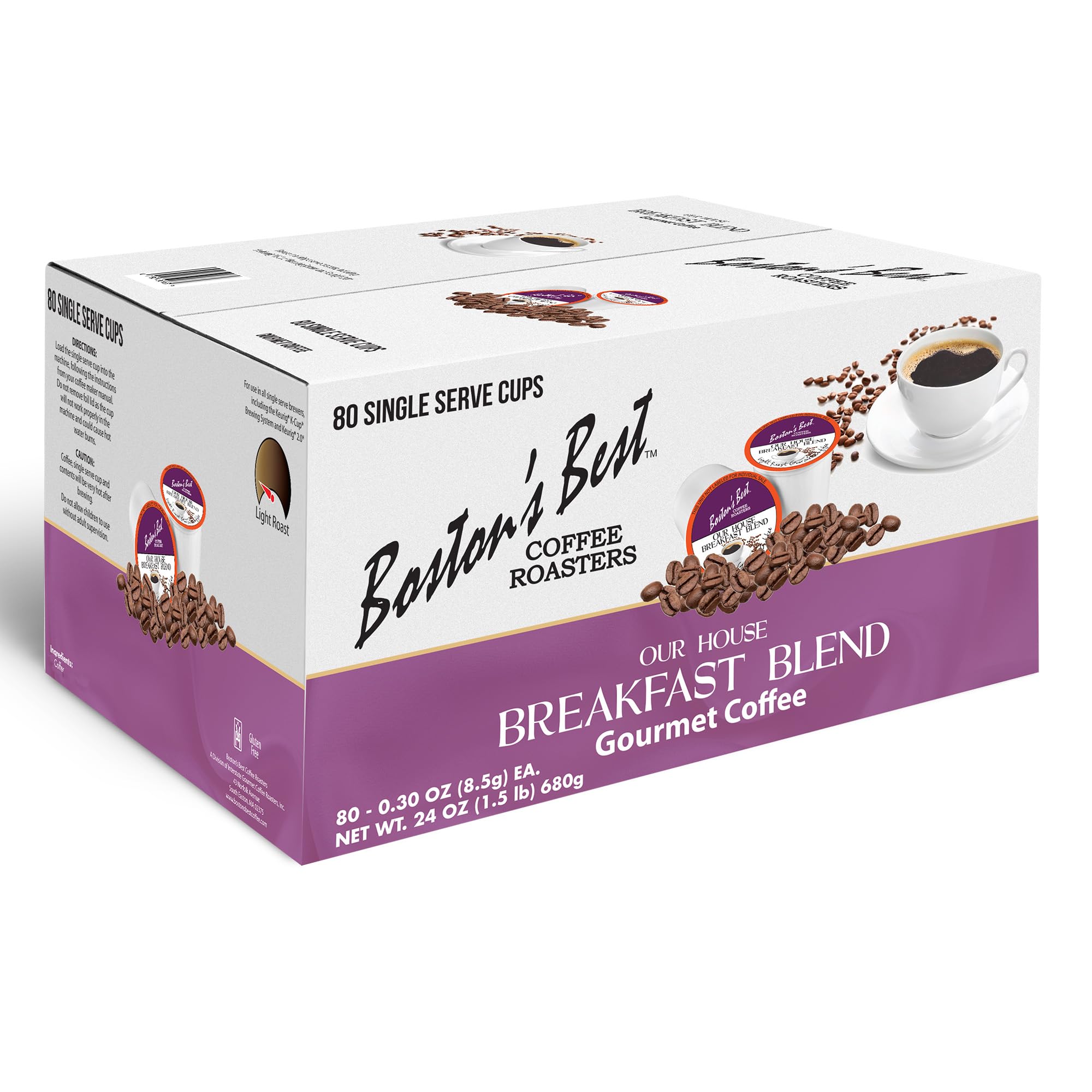 Boston's Best Light-Roast Coffee - Keurig® Compatible Pods for Breakfast (80 Cups)