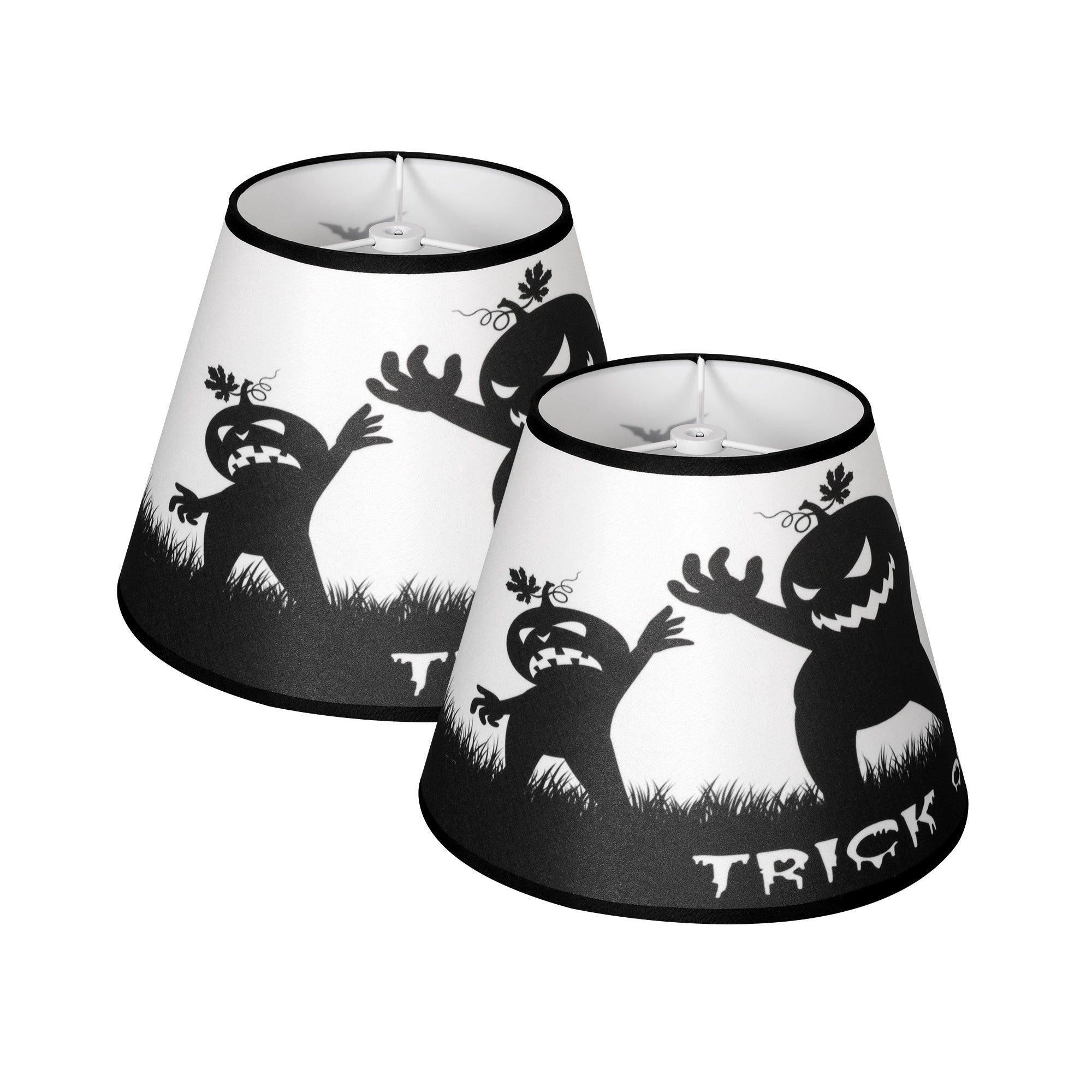 Halloween Round Empire Lamp Shade Set of 2 - 6x10x7.5 Inches | Carro Home Collection Limited Edition | Spooky Home Decor for Party & Living Room