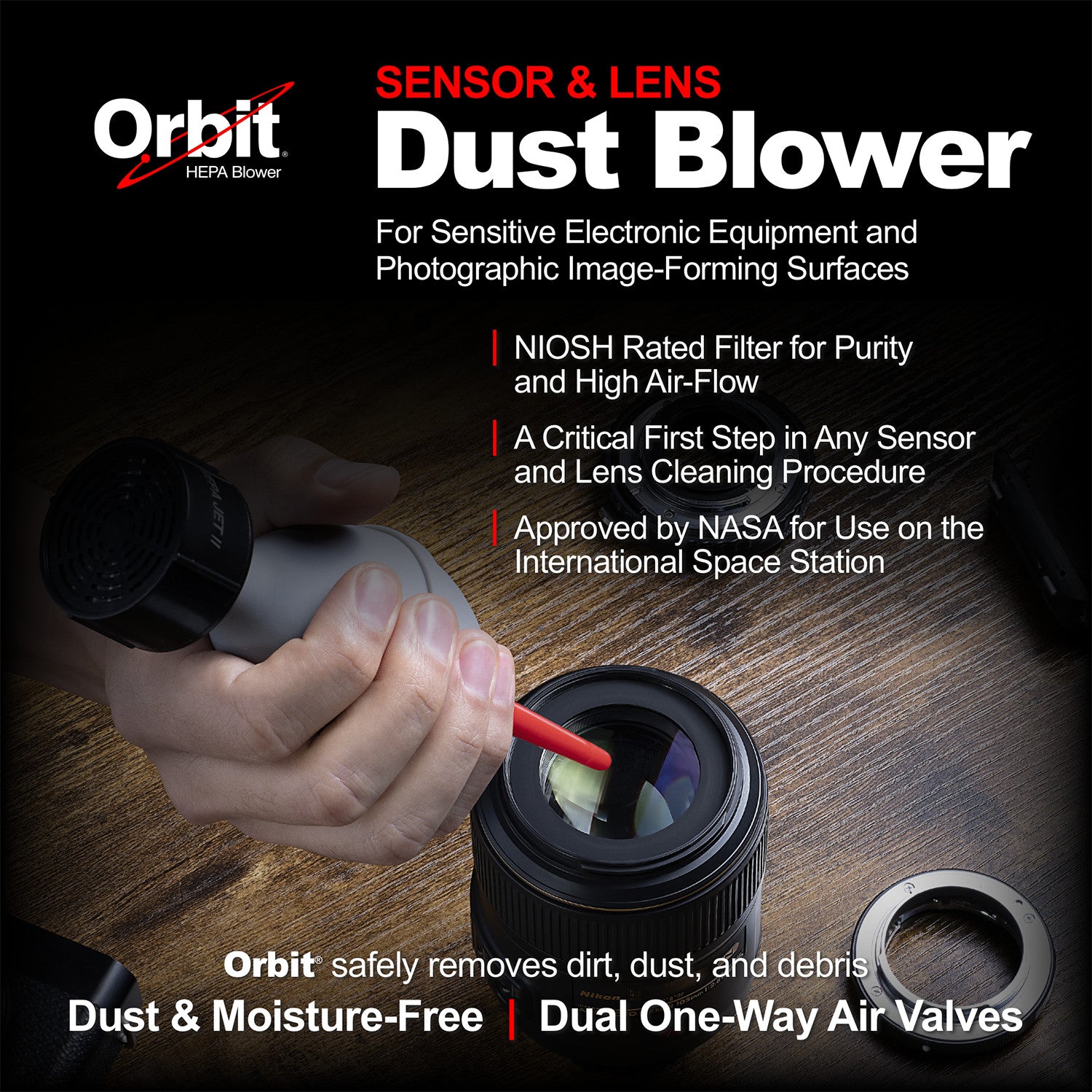 Photographic Solutions Orbit HEPA Blower - Dust-Free Air Blower for Camera Sensors & Electronics Cleaning | Perfect for DSLR Maintenance & Studio Equipment Care