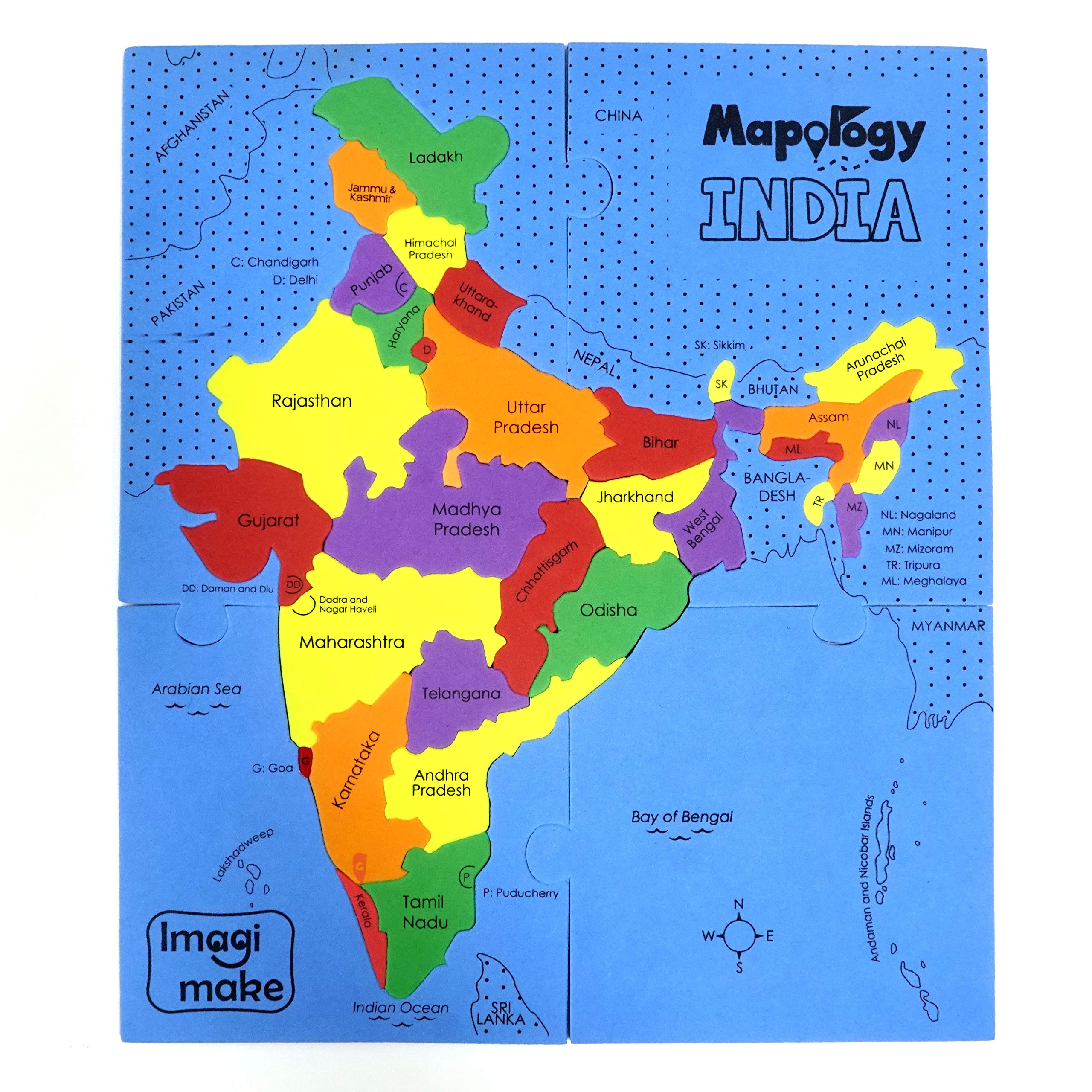 Imagimake Mapology India Map Puzzle - Educational Geography Toy for Kids Ages 4-8 - STEM Learning Game for 4,5,6,7,8 Year Old Boys & Girls - Perfect for Classroom, Homeschool & Birthday Gifts