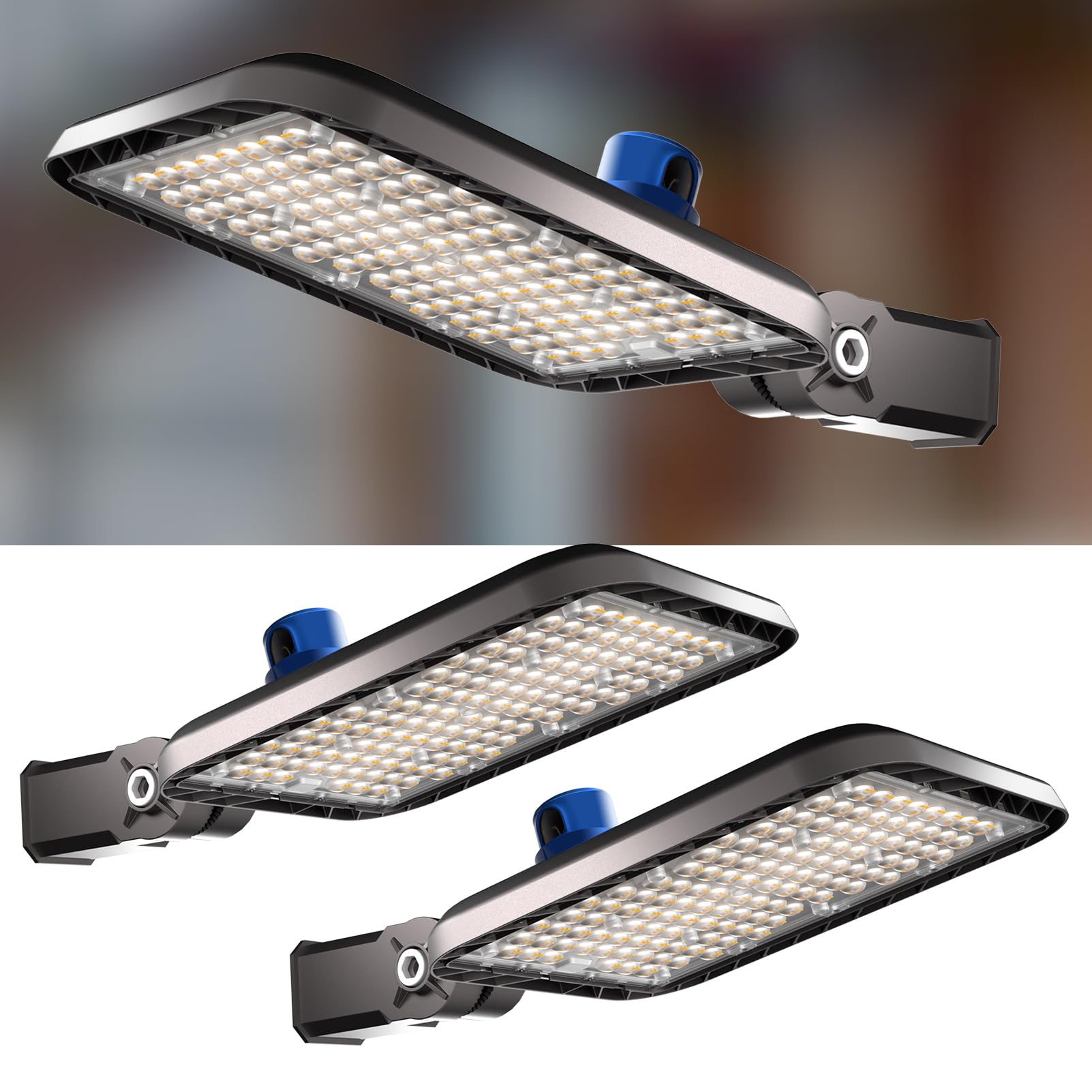 Lightdot 320W (350x1W Chip) Commercial LED Parking Lot Lights - 48,000 Lumens, 150lm/W, 5000K Daylight White - Smart Photocell & 6KV SPD Protection - Outdoor Pole Lights (2-Pack) - 7-Year Warranty - Ideal for Parking Lots, Warehouses, and Industrial Areas