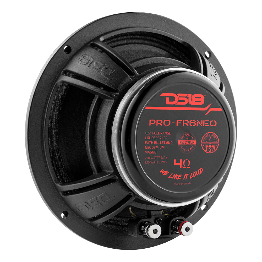 PRO 6.5 Neodymium Full Range Bullet Loudspeaker 225 Watts RMS 4 Ohm - High Power Car Audio & Marine Stereo Speaker for Boats, ATVs, and Motorcycles