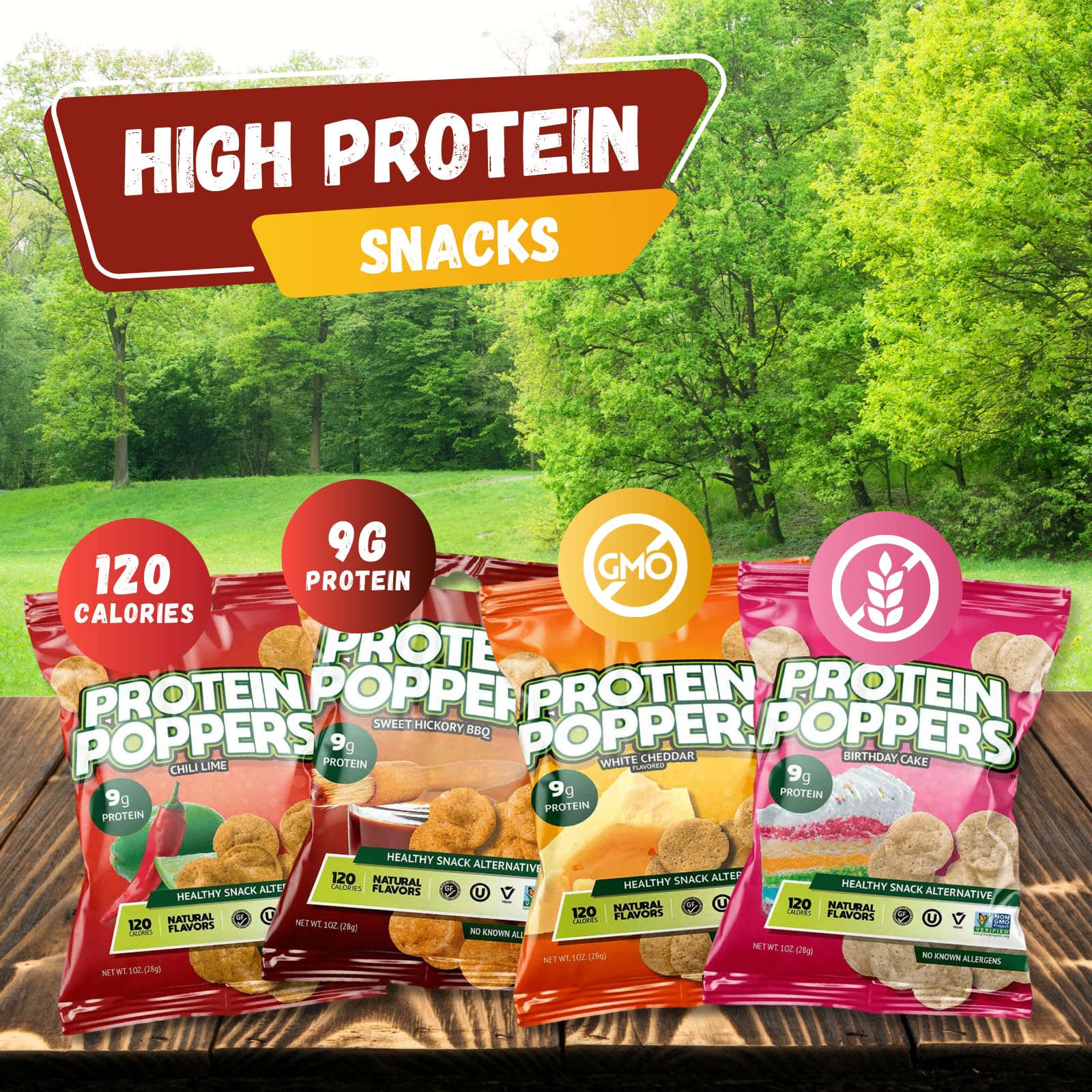Protein Popper Chips - Gluten Free, Low Carb, High Protein Snacks - 10 Count Variety Pack - Perfect for Keto Diet, Gym Workouts & Healthy On-The-Go Snacking