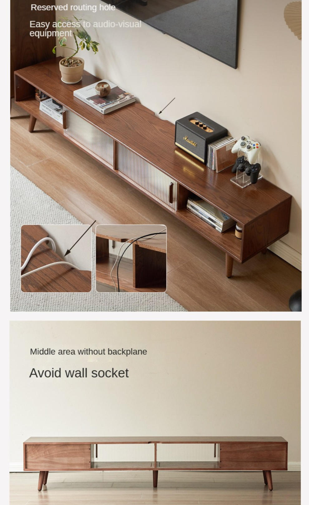 Oak Solid Wood Modern Simple TV Cabinet - Stylish & Durable Entertainment Center for Living Room, Bedroom, or Home Theater