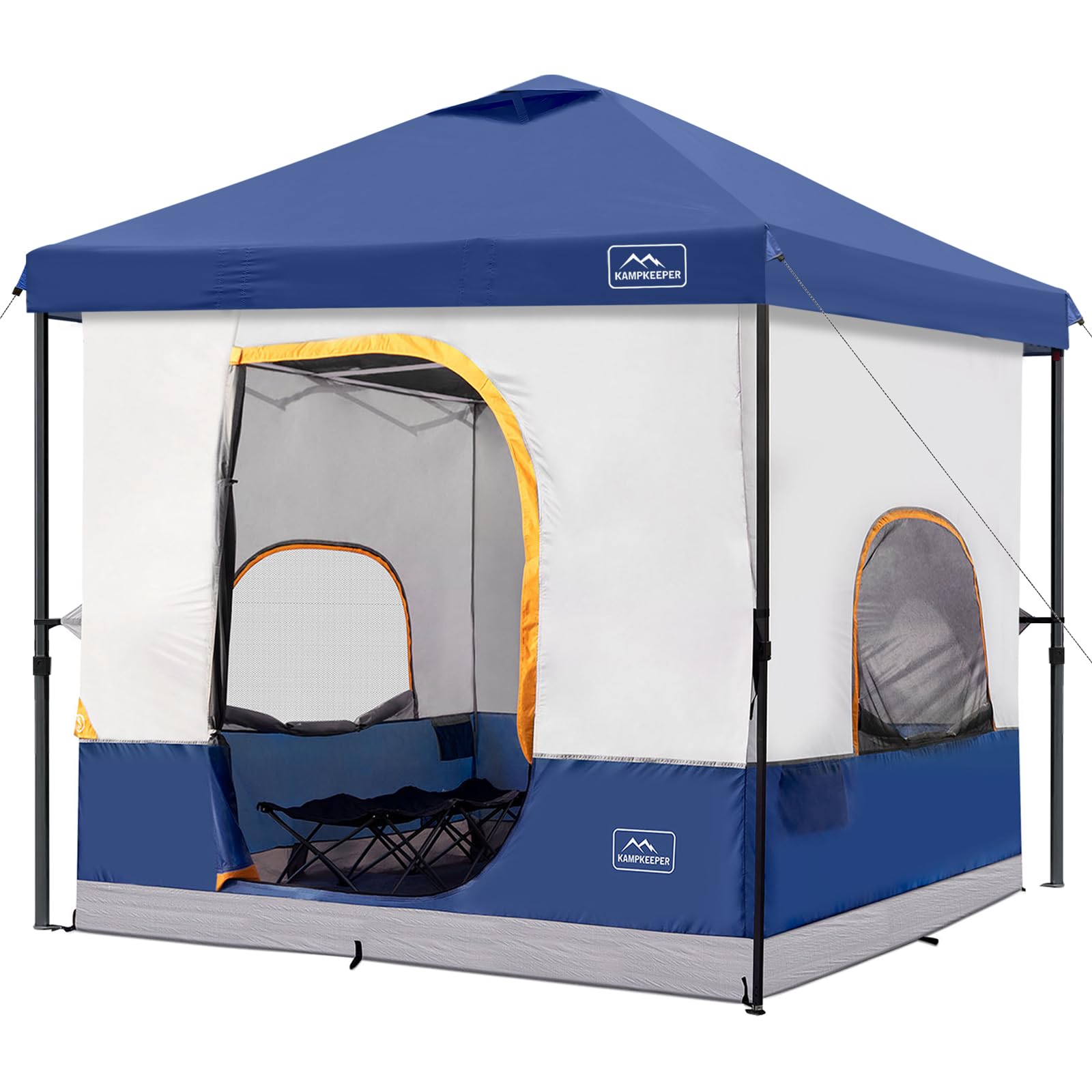 KAMPKEEPER 6-Person Camping Tent - 10x10 FT Pop Up Canopy Tent with Removable Inner Tent | Converts Straight Leg Canopy to Camping Shelter | Includes Frame & Fully Vented Roof | Perfect for Family Camping, Backpacking & Outdoor Adventures