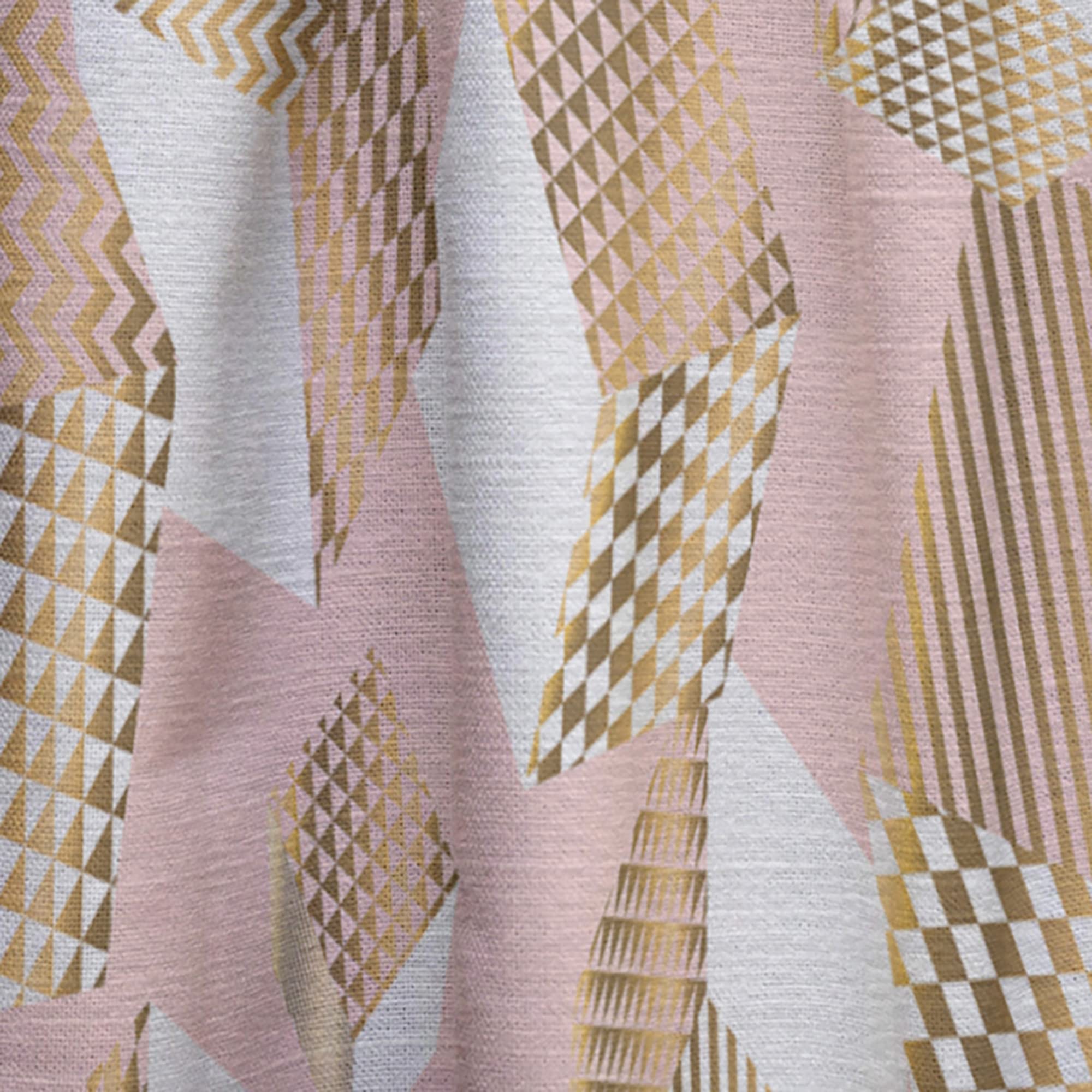 DesignQ Gold and Rose Cubes Thermal Insulated Curtains - Single Panel 52x120 Inches - Elegant Window Drapes for Bedroom & Living Room - Energy Saving, Blackout, Noise Reducing - Perfect for Home Decor, Privacy & Light Control