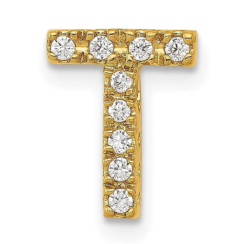 14K Yellow Gold Diamond Letter T Initial Monogram Necklace Pendant - Personalized Name Charm Slide Chain for Women - Elegant Fine Jewelry Gift for Her - Perfect for Birthdays, Anniversaries & Special Occasions