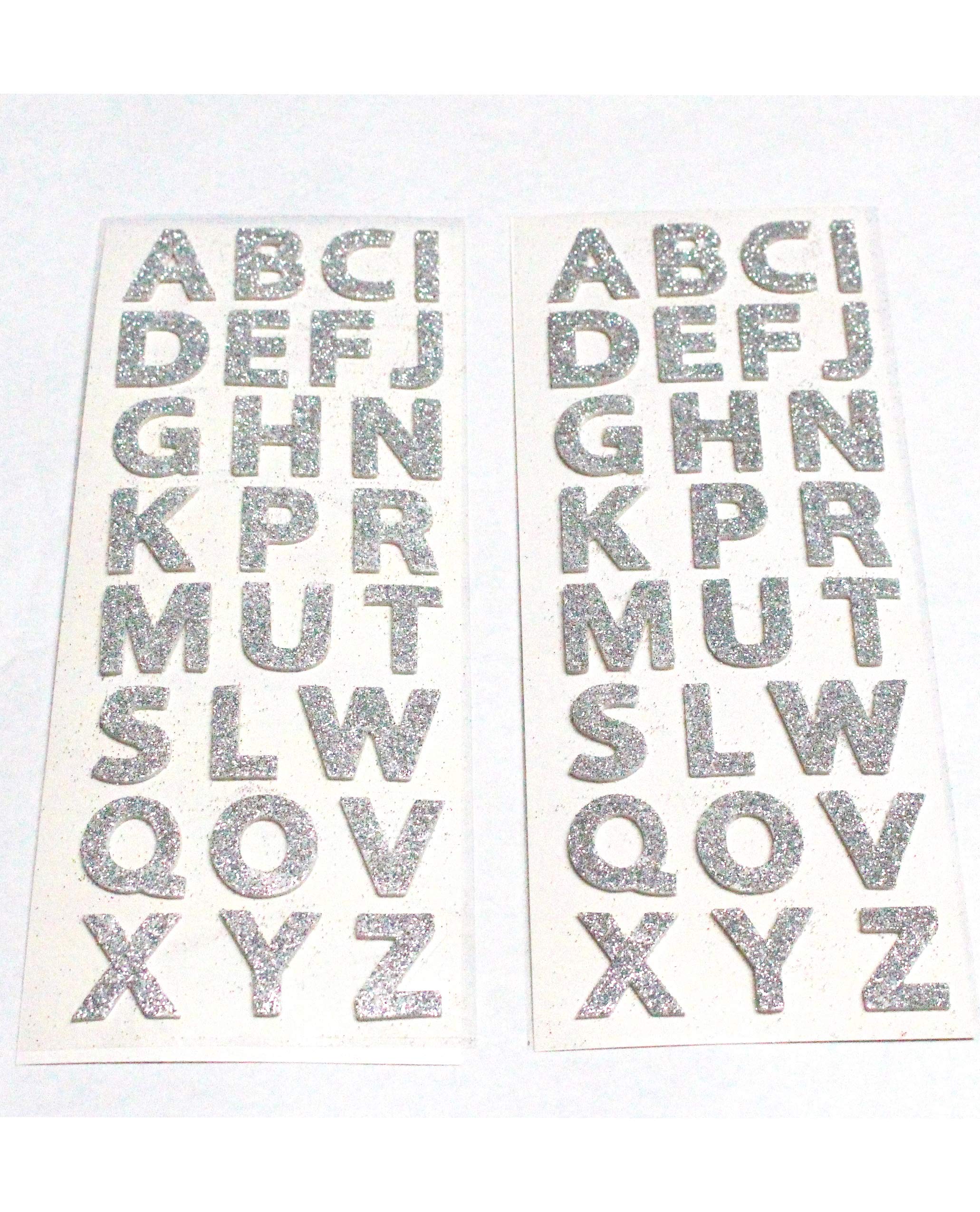 Gold Silver Glitter Alphabet Stickers for DIY Crafts & Scrapbooking (Silver)