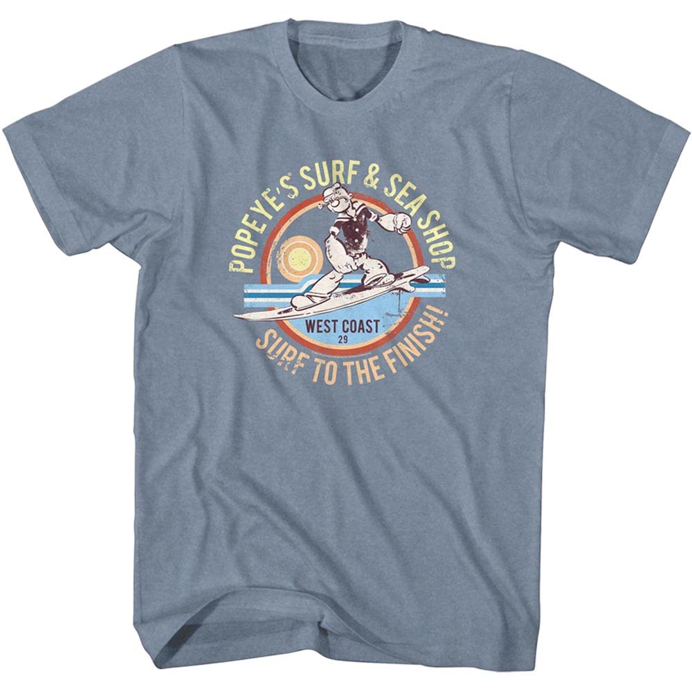 Vintage Popeye Cartoon Graphic Tee - Surf & Sea Shop Adult Short Sleeve T-Shirt for Men & Women | Casual Wear, Beach Outfit, Retro Fashion
