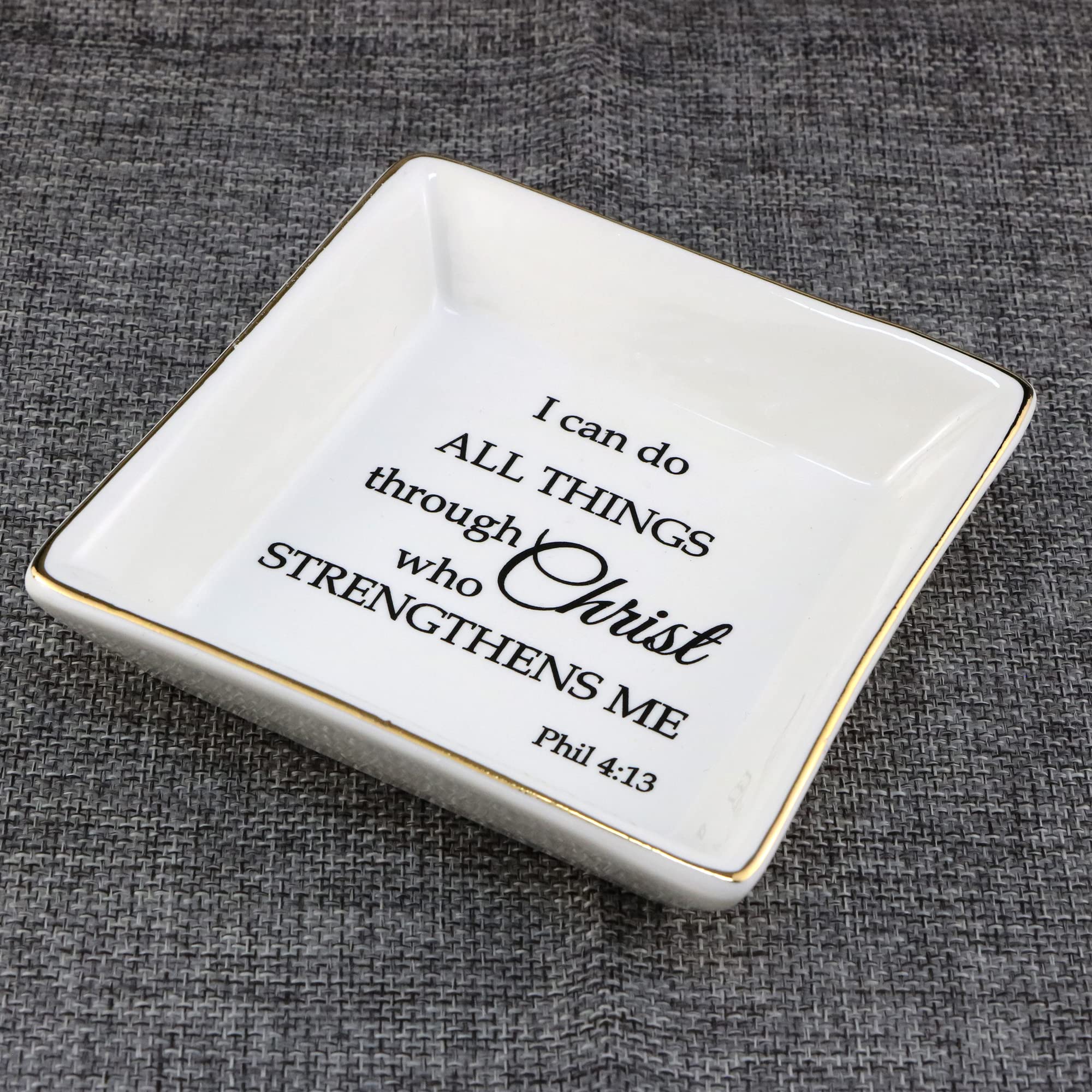 JoycuFF Inspirational Christian Jewelry Gift Set - Religious Trinket Dish Tray for Women & Teens - Perfect for Birthdays, Thanksgiving & Christmas - Bible Verse Home Decor & Faith-Based Gift Idea