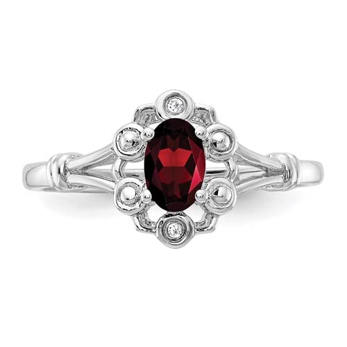 925 Sterling Silver Garnet and Diamond Solitaire Ring for Women - Elegant Valentine's Day Gift, Anniversary Jewelry, Engagement Promise Ring | Diamond2Deal